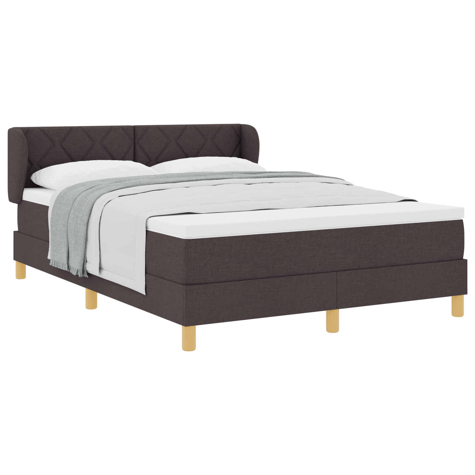 vidaXL Pat cu arcuri și saltea crem 90x200 cm Maro închis 160 x 200 cm vidaXL Pat cu arcuri și saltea crem 90x200 cm Maro închis 160 x 200 cm