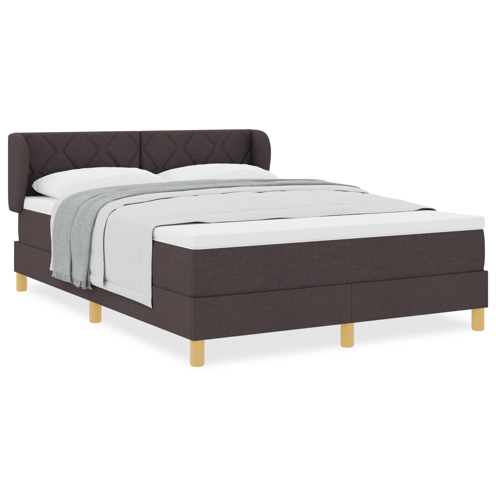 vidaXL Pat cu arcuri și saltea crem 90x200 cm Maro închis 160 x 200 cm vidaXL Pat cu arcuri și saltea crem 90x200 cm Maro închis 160 x 200 cm
