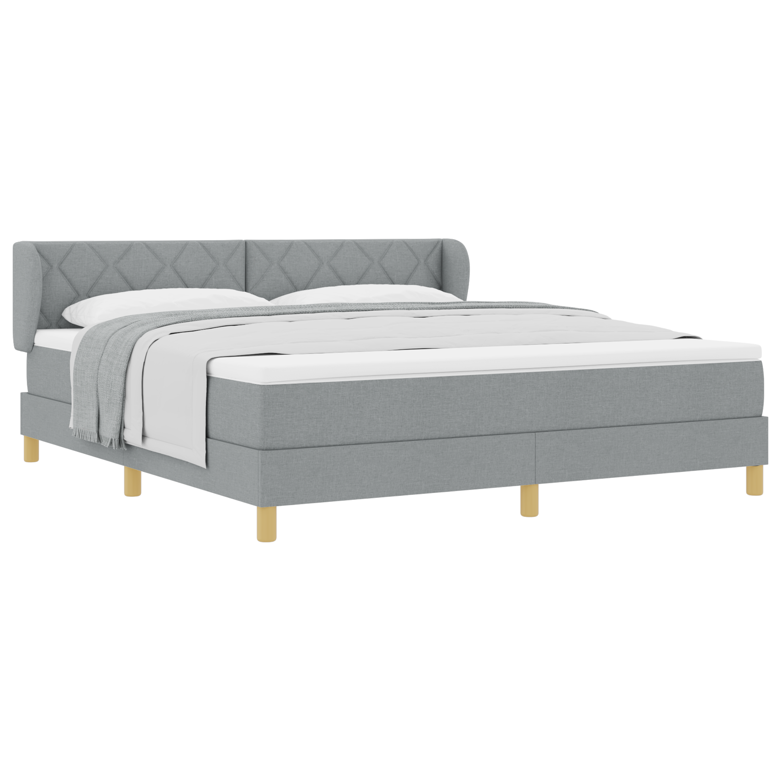 vidaXL Pat cu arcuri și saltea crem 90x200 cm Gri deschis 180 x 200 cm vidaXL Pat cu arcuri și saltea crem 90x200 cm Gri deschis 180 x 200 cm