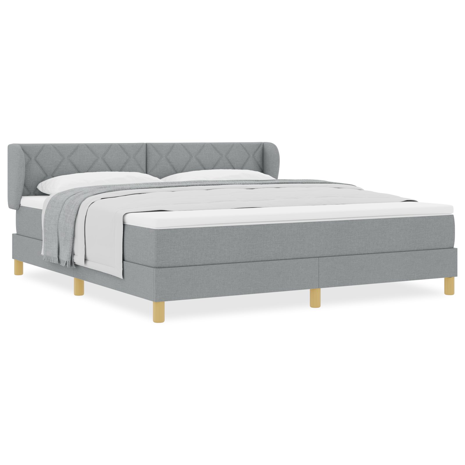 vidaXL Pat cu arcuri și saltea crem 90x200 cm Gri deschis 180 x 200 cm vidaXL Pat cu arcuri și saltea crem 90x200 cm Gri deschis 180 x 200 cm