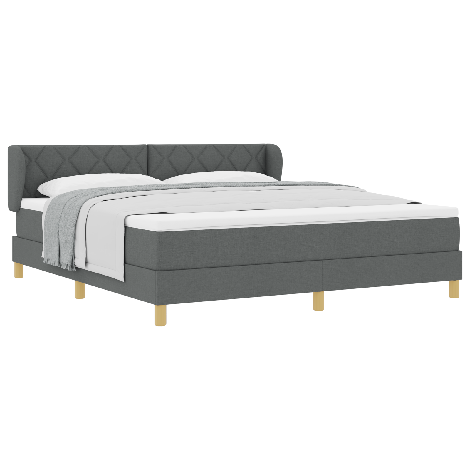 vidaXL Pat cu arcuri și saltea crem 90x200 cm Gri închis 180 x 200 cm vidaXL Pat cu arcuri și saltea crem 90x200 cm Gri închis 180 x 200 cm