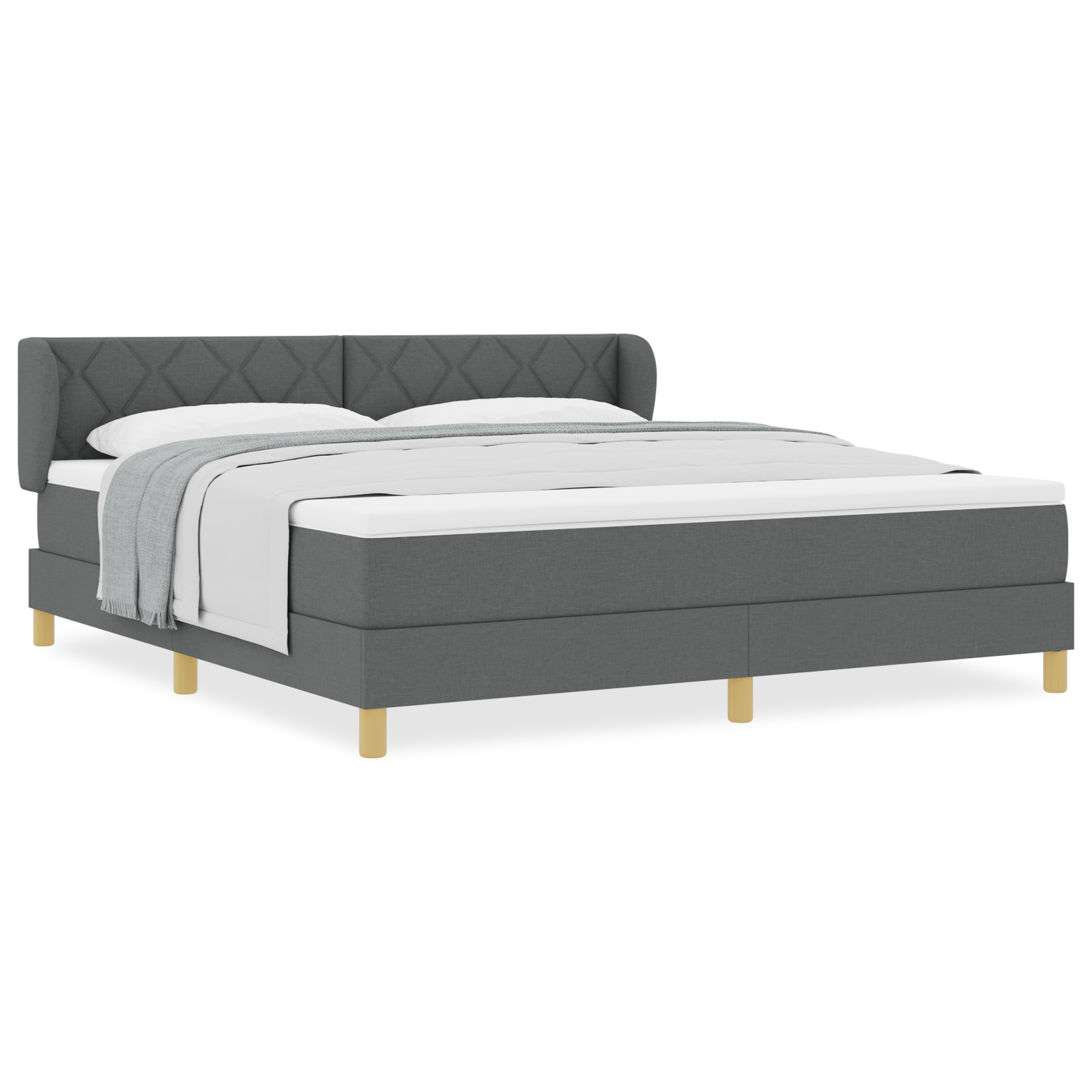 vidaXL Pat cu arcuri și saltea crem 90x200 cm Gri închis 180 x 200 cm vidaXL Pat cu arcuri și saltea crem 90x200 cm Gri închis 180 x 200 cm