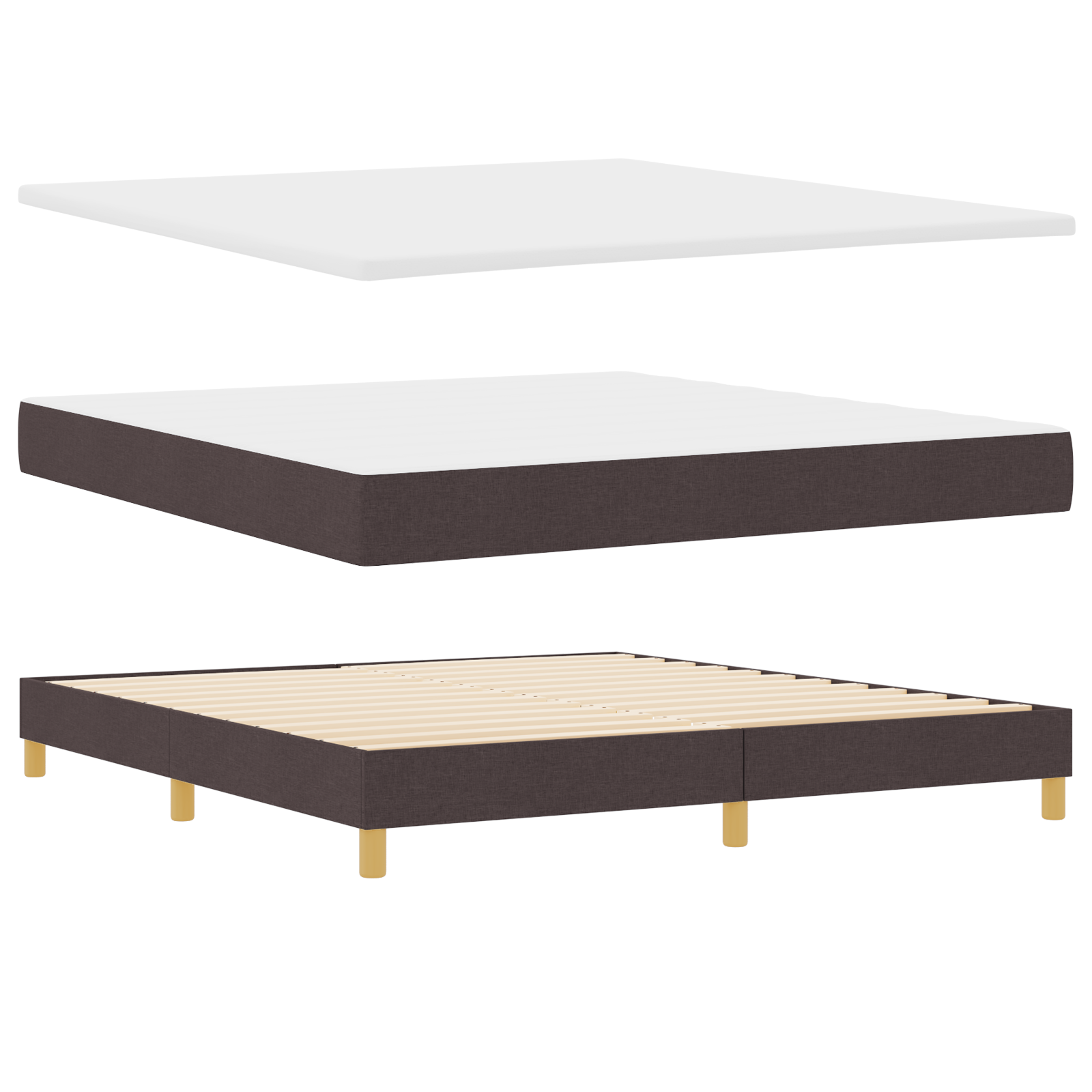 vidaXL Pat cu arcuri și saltea crem 90x200 cm Maro închis 180 x 200 cm vidaXL Pat cu arcuri și saltea crem 90x200 cm Maro închis 180 x 200 cm
