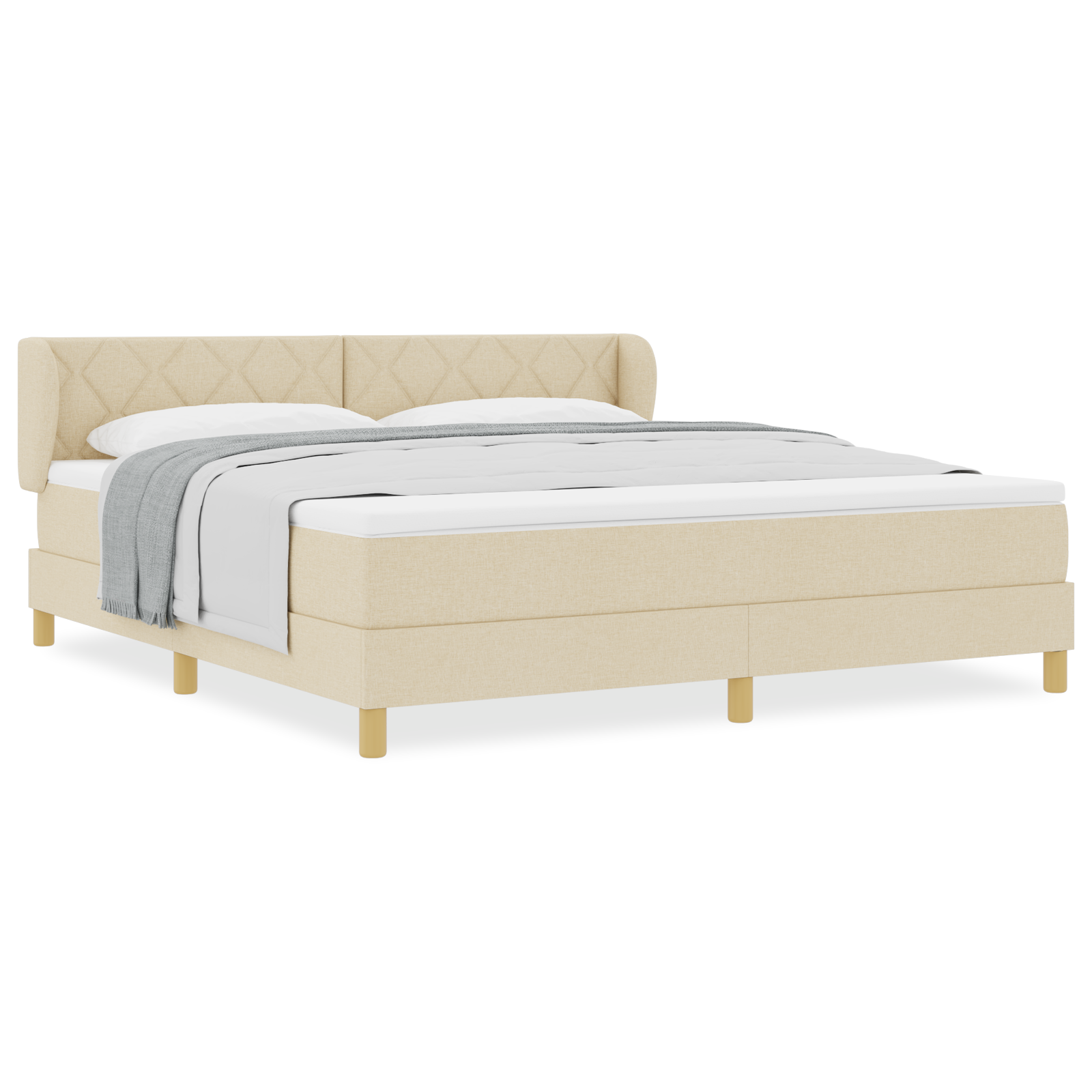 vidaXL Pat cu arcuri și saltea crem 90x200 cm Crem 180 x 200 cm vidaXL Pat cu arcuri și saltea crem 90x200 cm Crem 180 x 200 cm