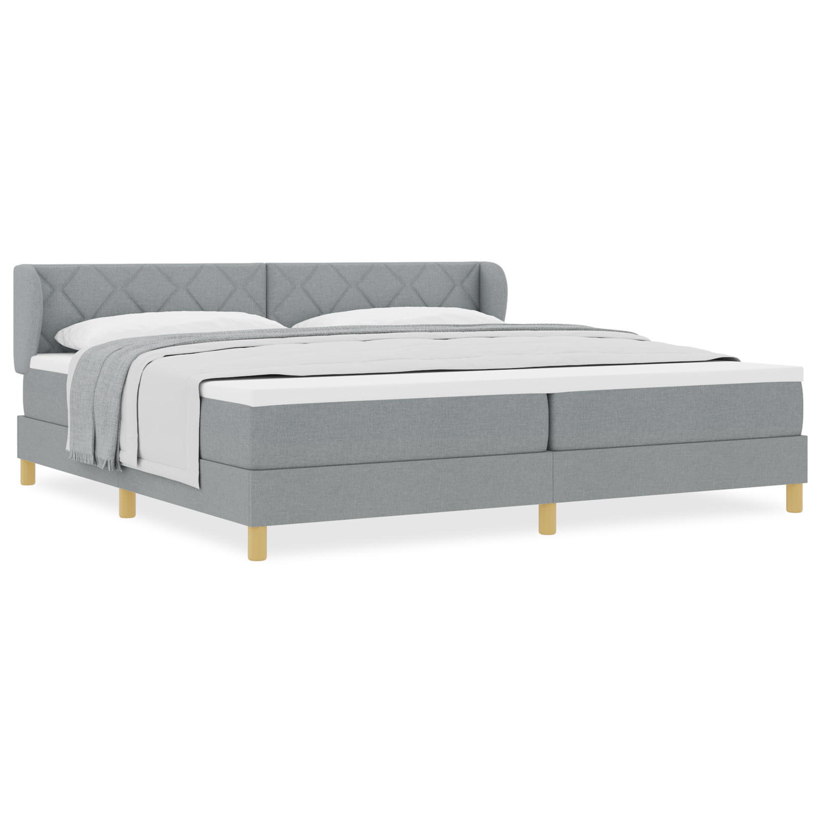 vidaXL Pat cu arcuri și saltea crem 90x200 cm Gri deschis 200 x 200 cm vidaXL Pat cu arcuri și saltea crem 90x200 cm Gri deschis 200 x 200 cm