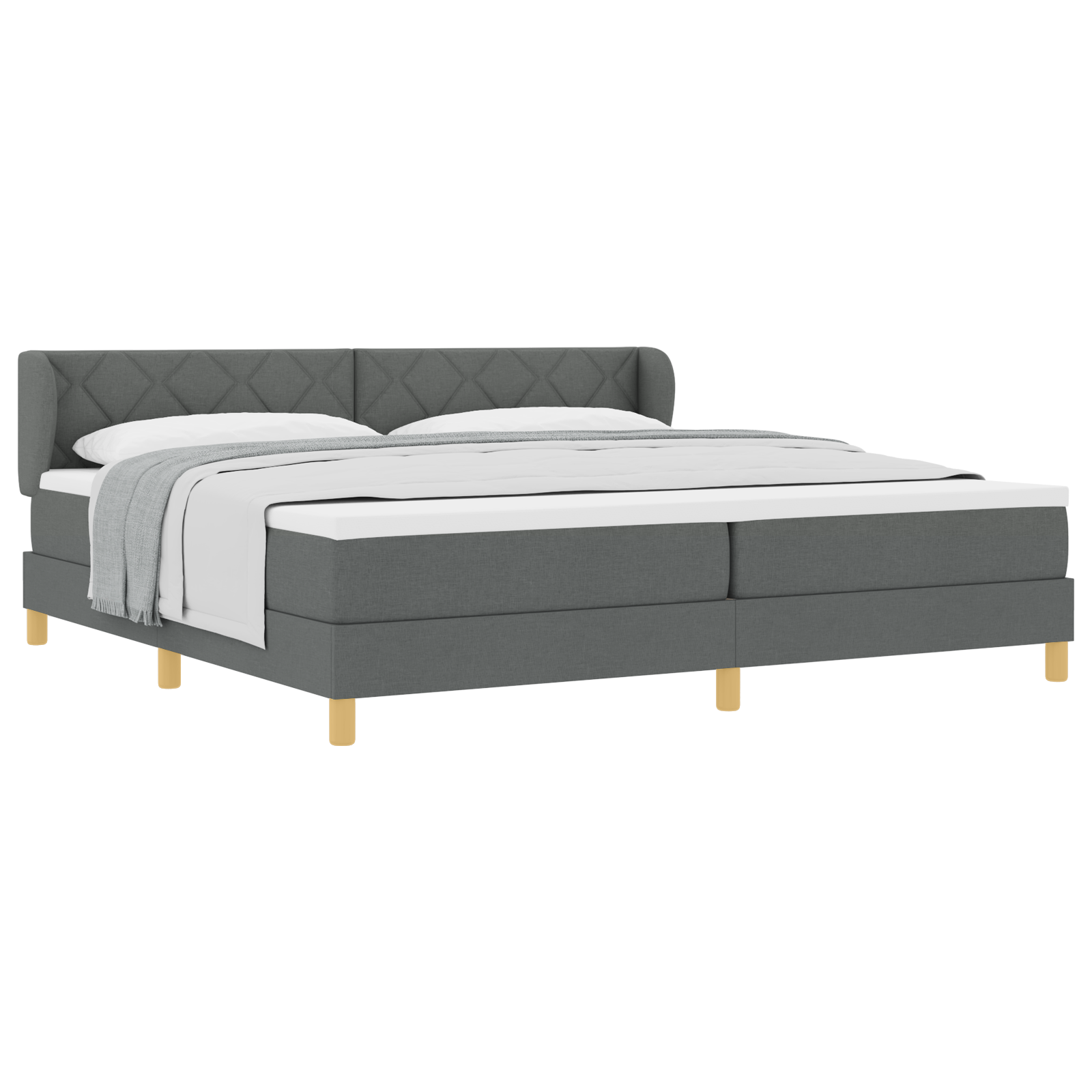 vidaXL Pat cu arcuri și saltea crem 90x200 cm Gri închis 200 x 200 cm vidaXL Pat cu arcuri și saltea crem 90x200 cm Gri închis 200 x 200 cm