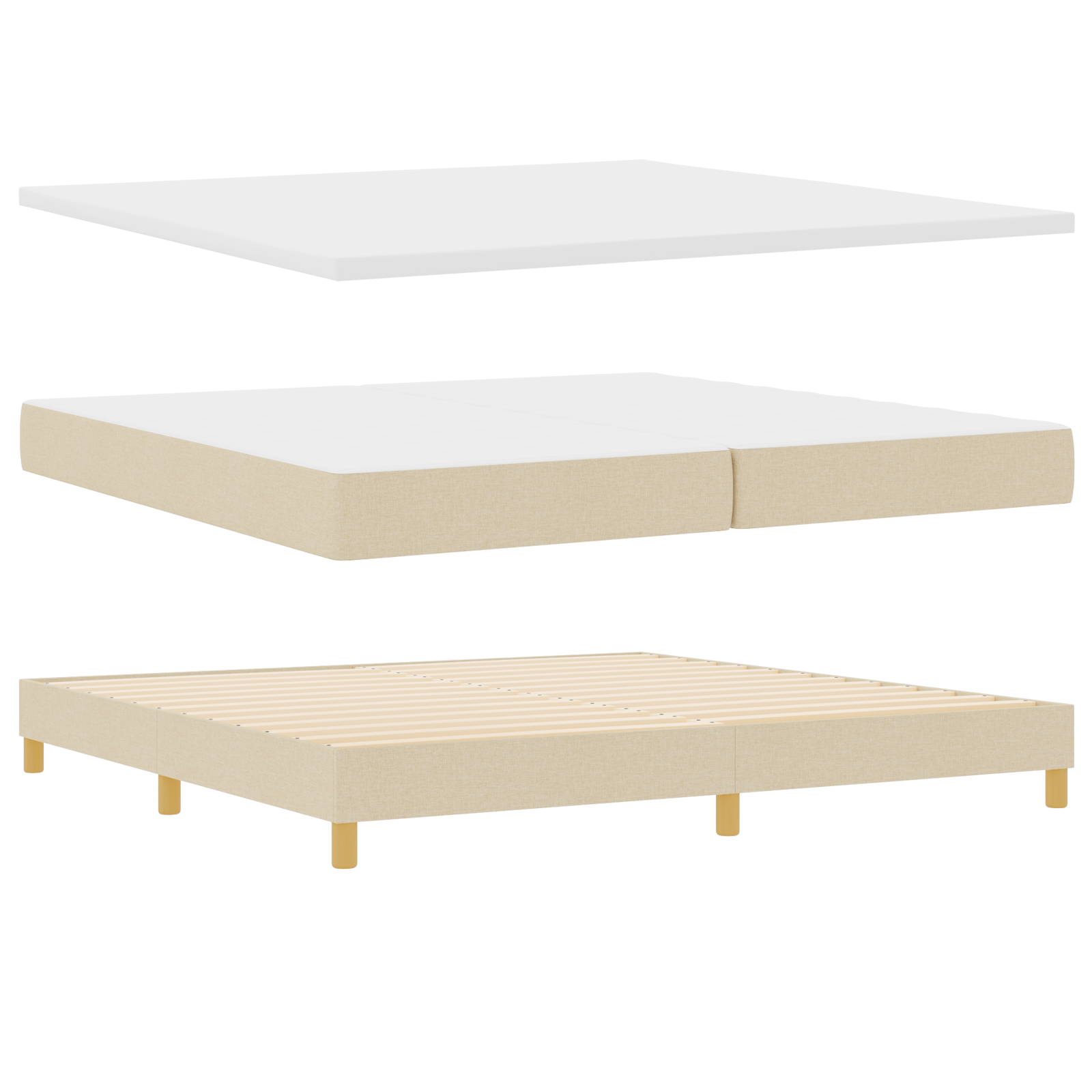 vidaXL Pat cu arcuri și saltea crem 90x200 cm Crem 200 x 200 cm vidaXL Pat cu arcuri și saltea crem 90x200 cm Crem 200 x 200 cm