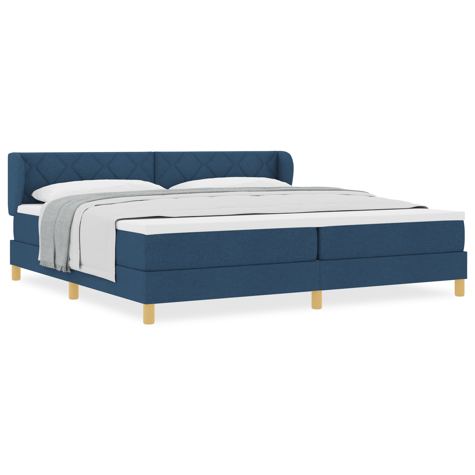 vidaXL Pat cu arcuri și saltea crem 90x200 cm albastru 200 x 200 cm vidaXL Pat cu arcuri și saltea crem 90x200 cm albastru 200 x 200 cm