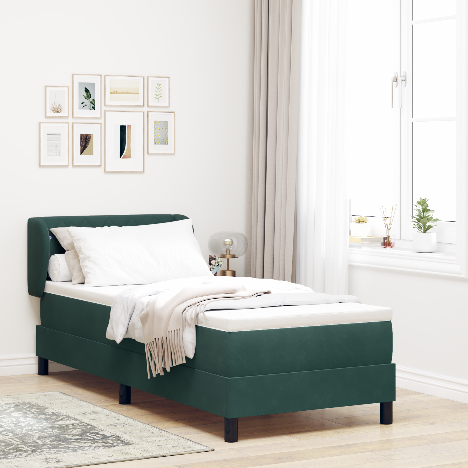 vidaXL Pat cu saltea cu arcuri Gri închis 80x200 cm Catifea cu saltea