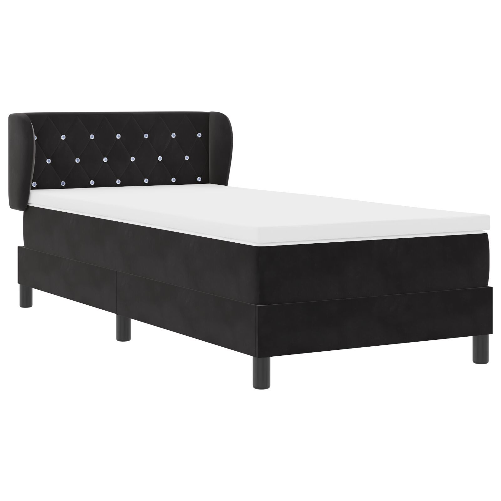 vidaXL Pat cu saltea cu arcuri Gri închis 80x200 cm Catifea Negru vidaXL Pat cu saltea cu arcuri Gri închis 80x200 cm Catifea Negru