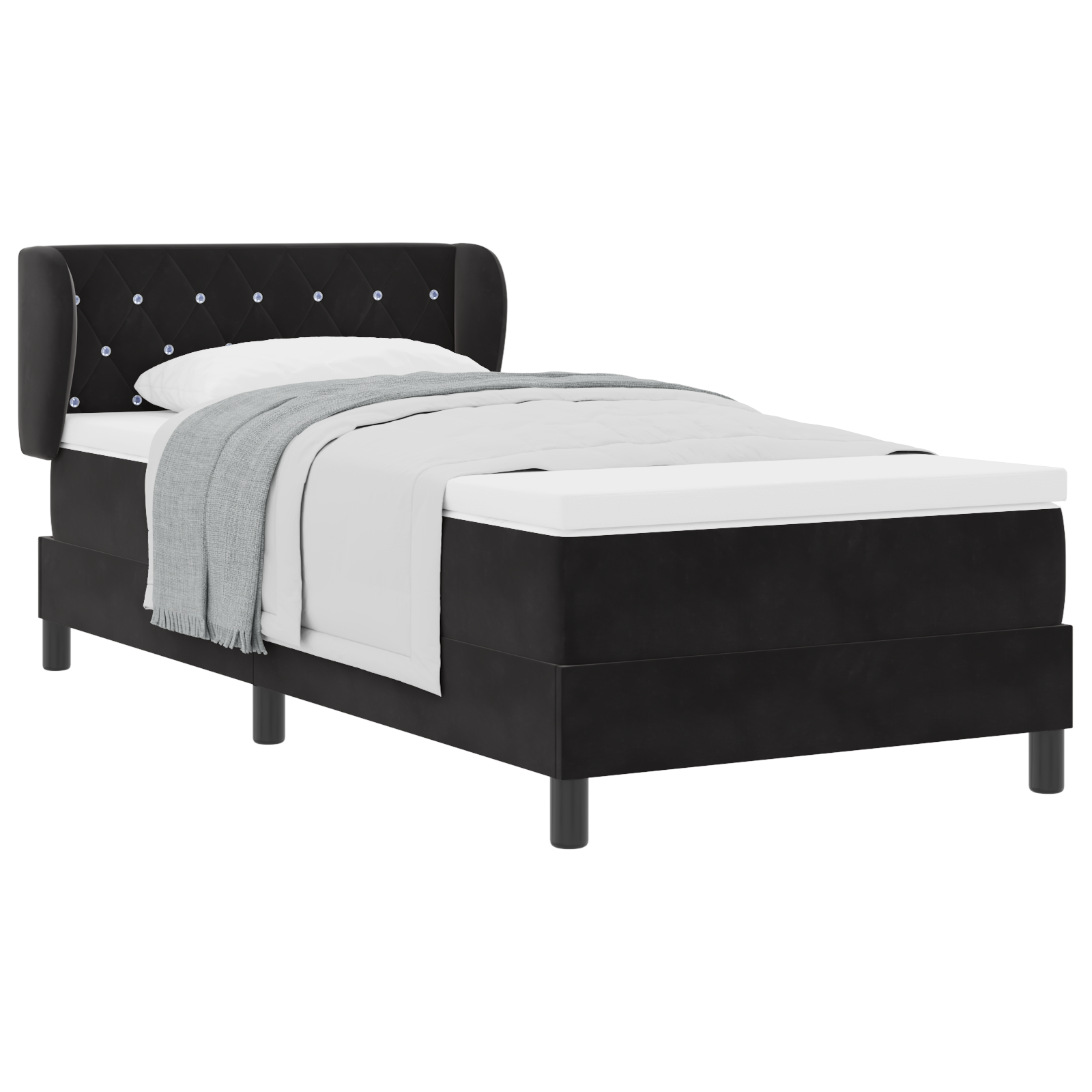 Pat cu saltea vidaXL Black 90x200 cm Catifea Pat cu saltea vidaXL Black 90x200 cm Catifea