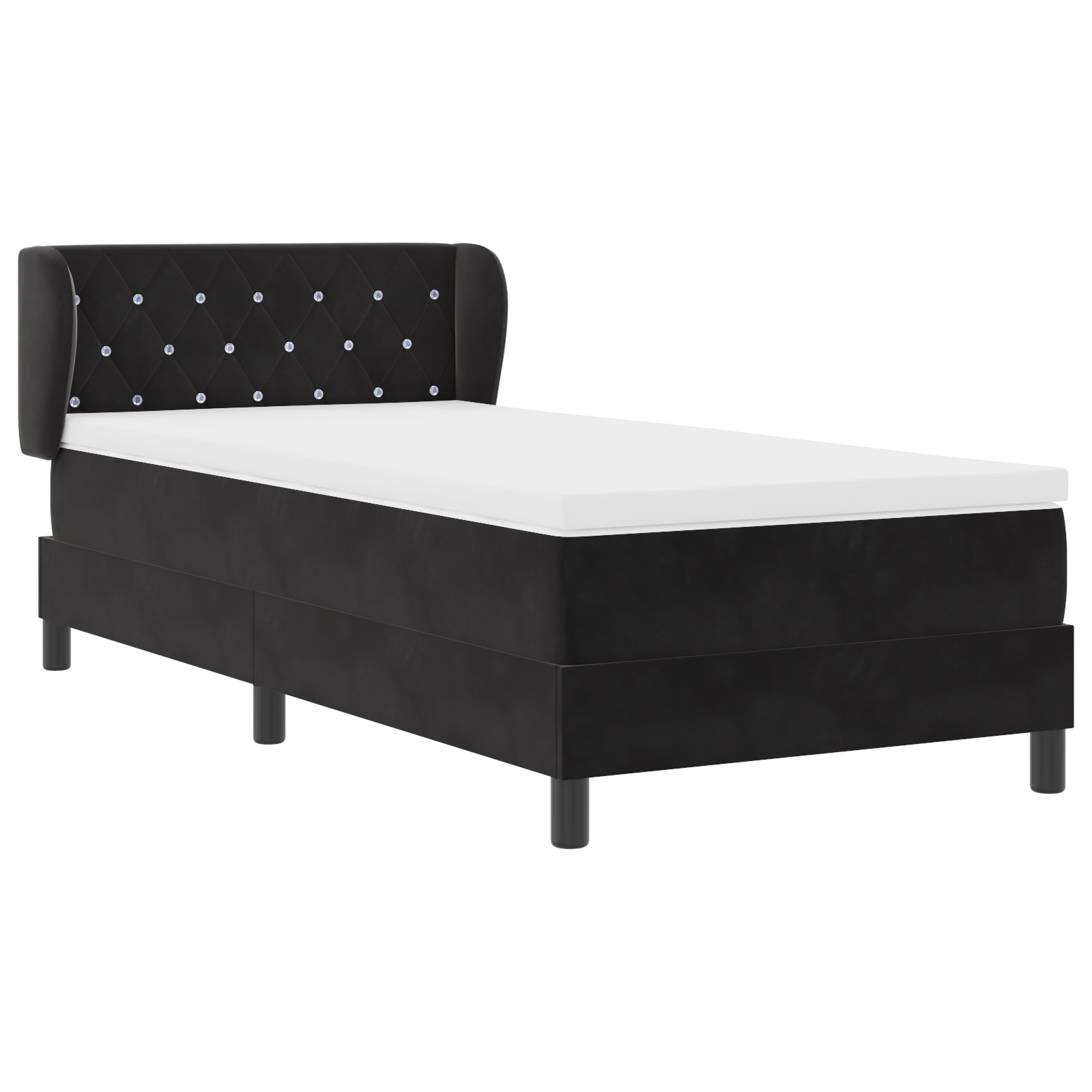 Pat cu saltea vidaXL Black 90x200 cm Catifea Pat cu saltea vidaXL Black 90x200 cm Catifea