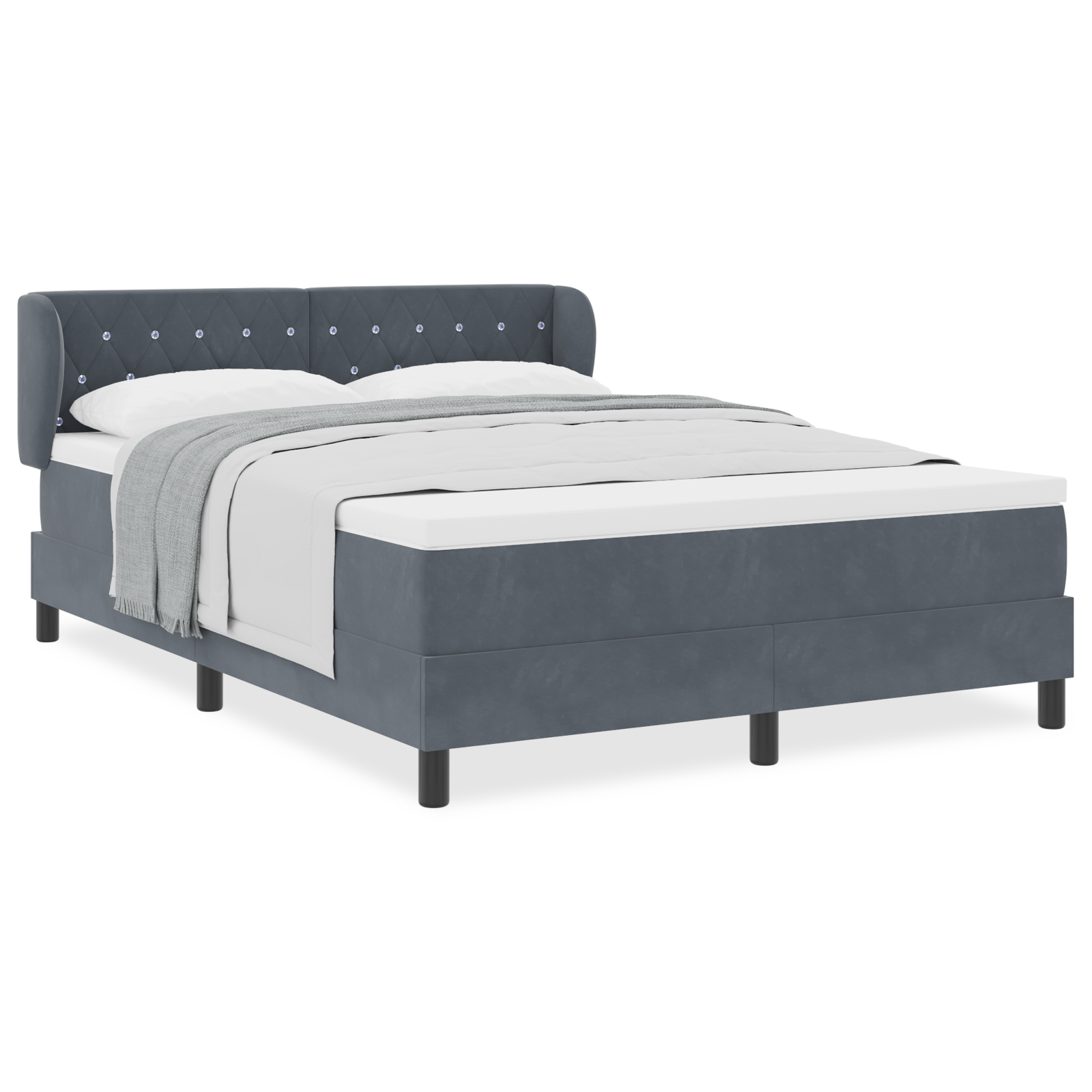vidaXL Pat cu saltea cu arcuri Gri închis 80x200 cm Catifea Gri închis vidaXL Pat cu saltea cu arcuri Gri închis 80x200 cm Catifea Gri închis