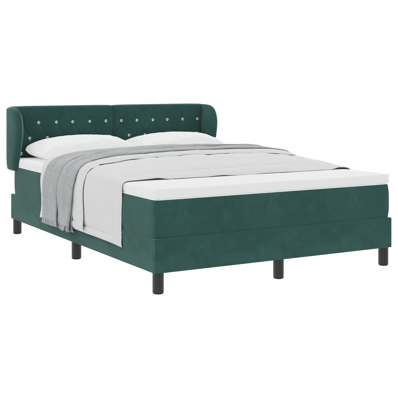 Pat cu arcuri și saltea vidaXL Verde Întunecat 160x200 cm Catifea Pat cu arcuri și saltea vidaXL Verde Întunecat 160x200 cm Catifea