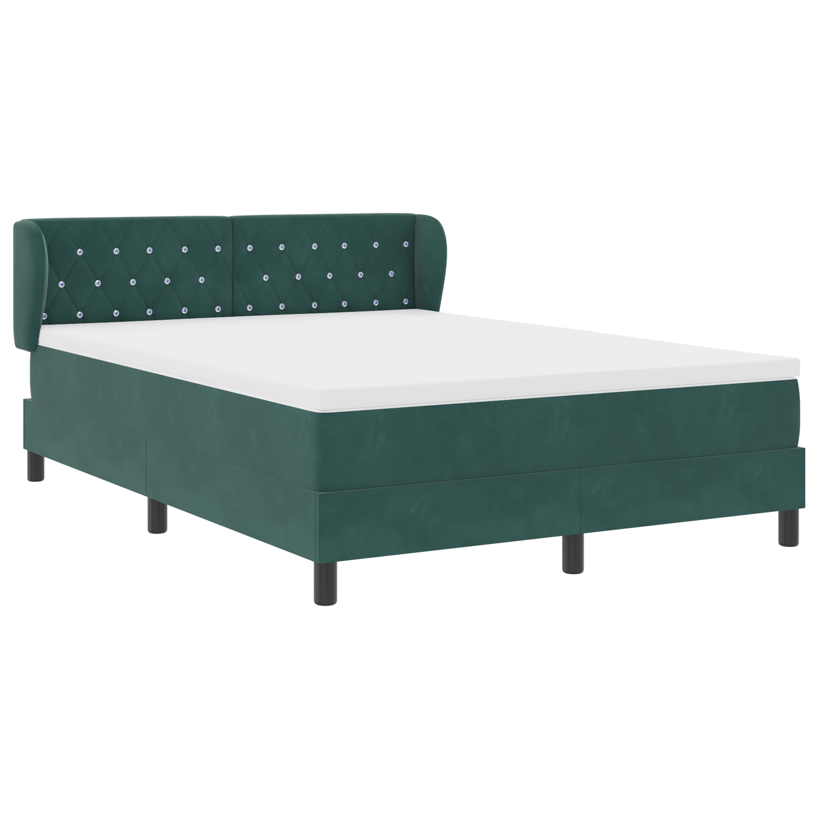 Pat cu arcuri și saltea vidaXL Verde Întunecat 160x200 cm Catifea Pat cu arcuri și saltea vidaXL Verde Întunecat 160x200 cm Catifea