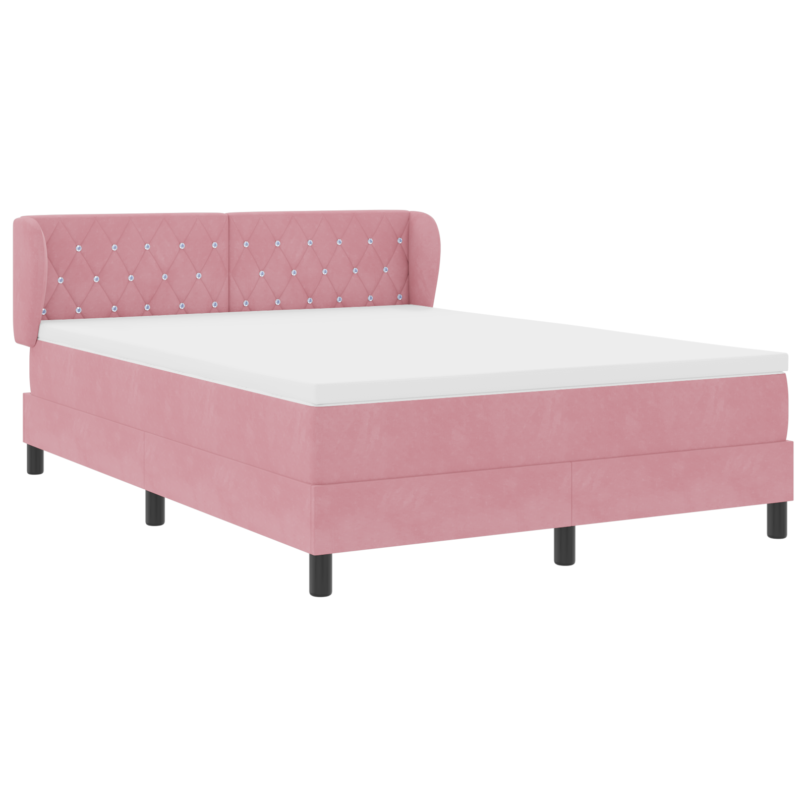 Pat cu saltea vidaXL Roz 160x200 cm Catifea Pat cu saltea vidaXL Roz 160x200 cm Catifea