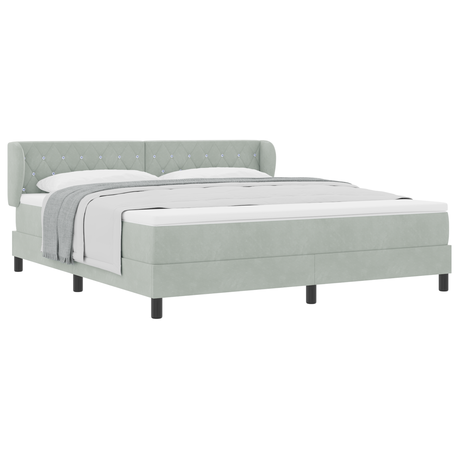 Pat Box Spring vidaXL cu Saltea Gri deschis 180x200 cm Catifea
