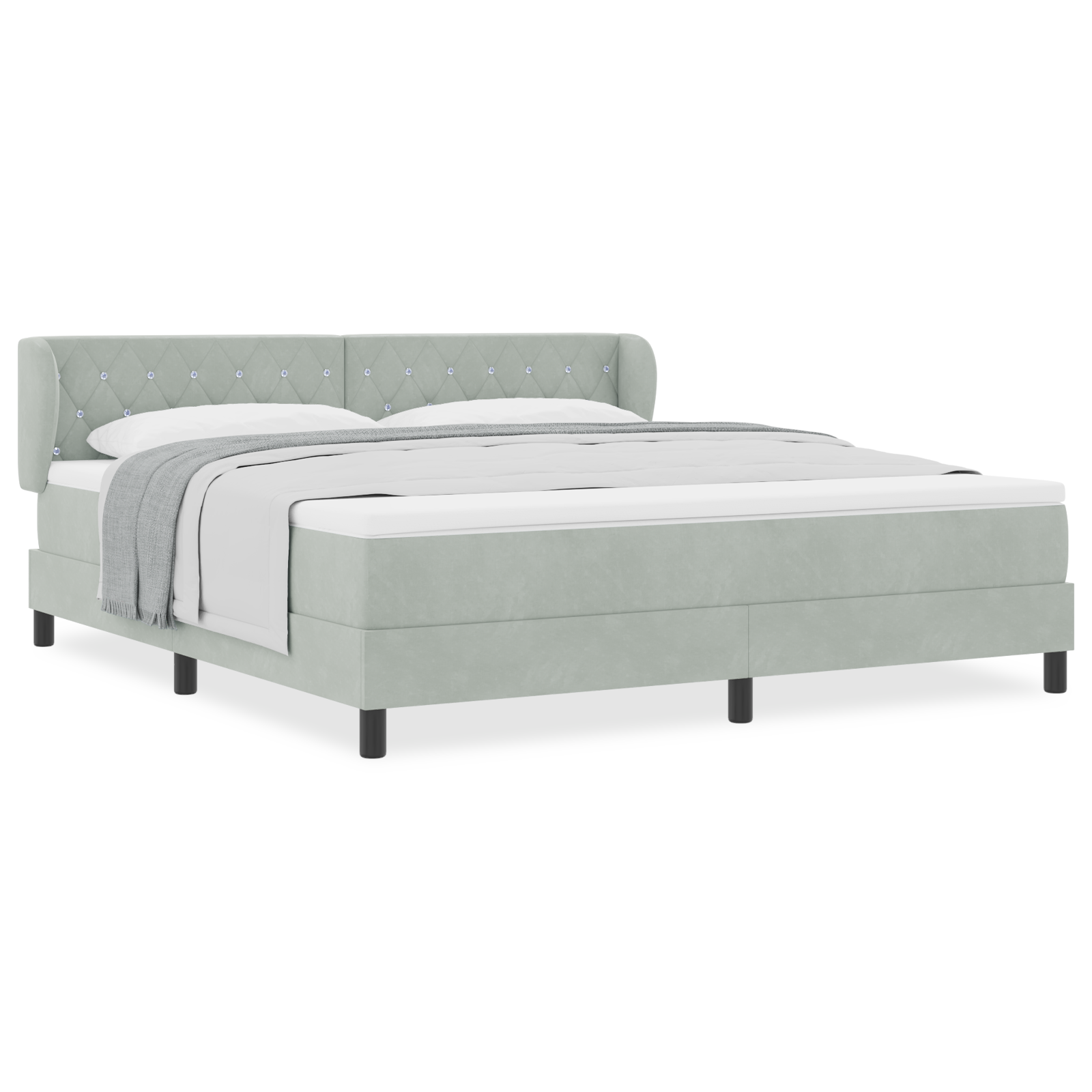 Pat Box Spring vidaXL cu Saltea Gri deschis 180x200 cm Catifea