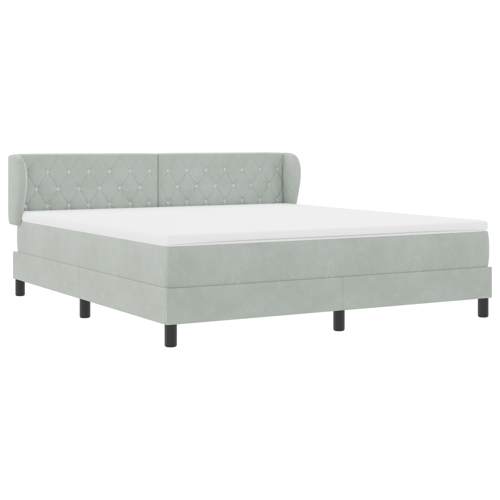 Pat Box Spring vidaXL cu Saltea Gri deschis 180x200 cm Catifea