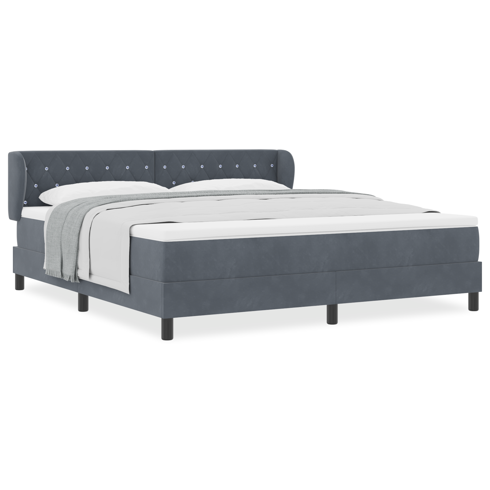 Pat Box Spring vidaXL cu Saltea Gri Închis 180x200 cm Catifea Pat Box Spring vidaXL cu Saltea Gri Închis 180x200 cm Catifea