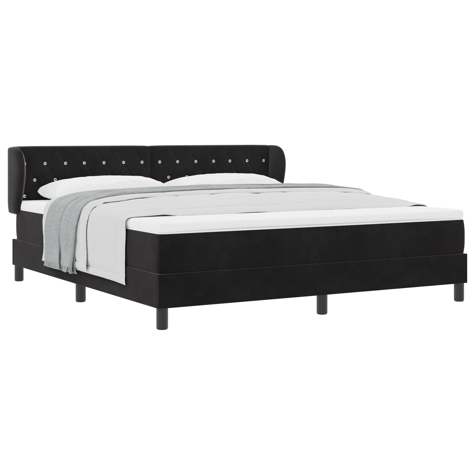 Pat cu saltea vidaXL Black 180x200 cm Catifea Pat cu saltea vidaXL Black 180x200 cm Catifea