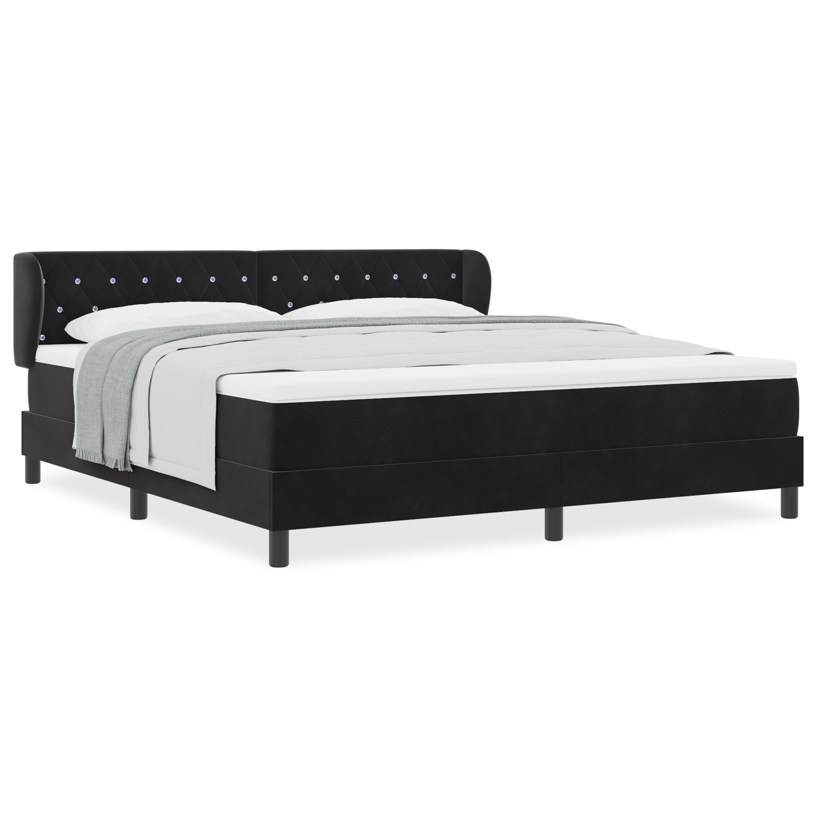 Pat cu saltea vidaXL Black 180x200 cm Catifea Pat cu saltea vidaXL Black 180x200 cm Catifea