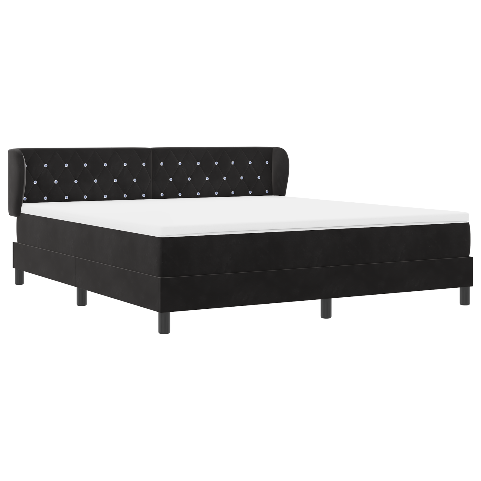 Pat cu saltea vidaXL Black 180x200 cm Catifea Pat cu saltea vidaXL Black 180x200 cm Catifea