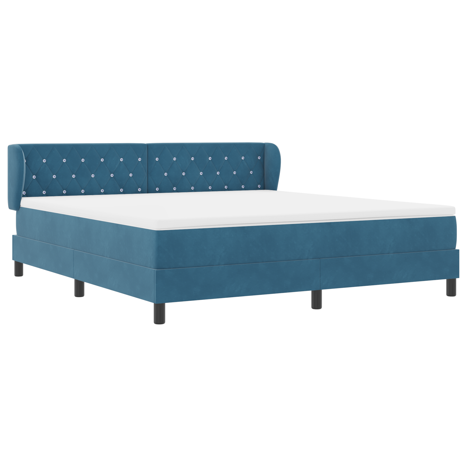 Pat cu saltea Box Spring vidaXL Albastru închis 180x200 cm Catifea Pat cu saltea Box Spring vidaXL Albastru închis 180x200 cm Catifea