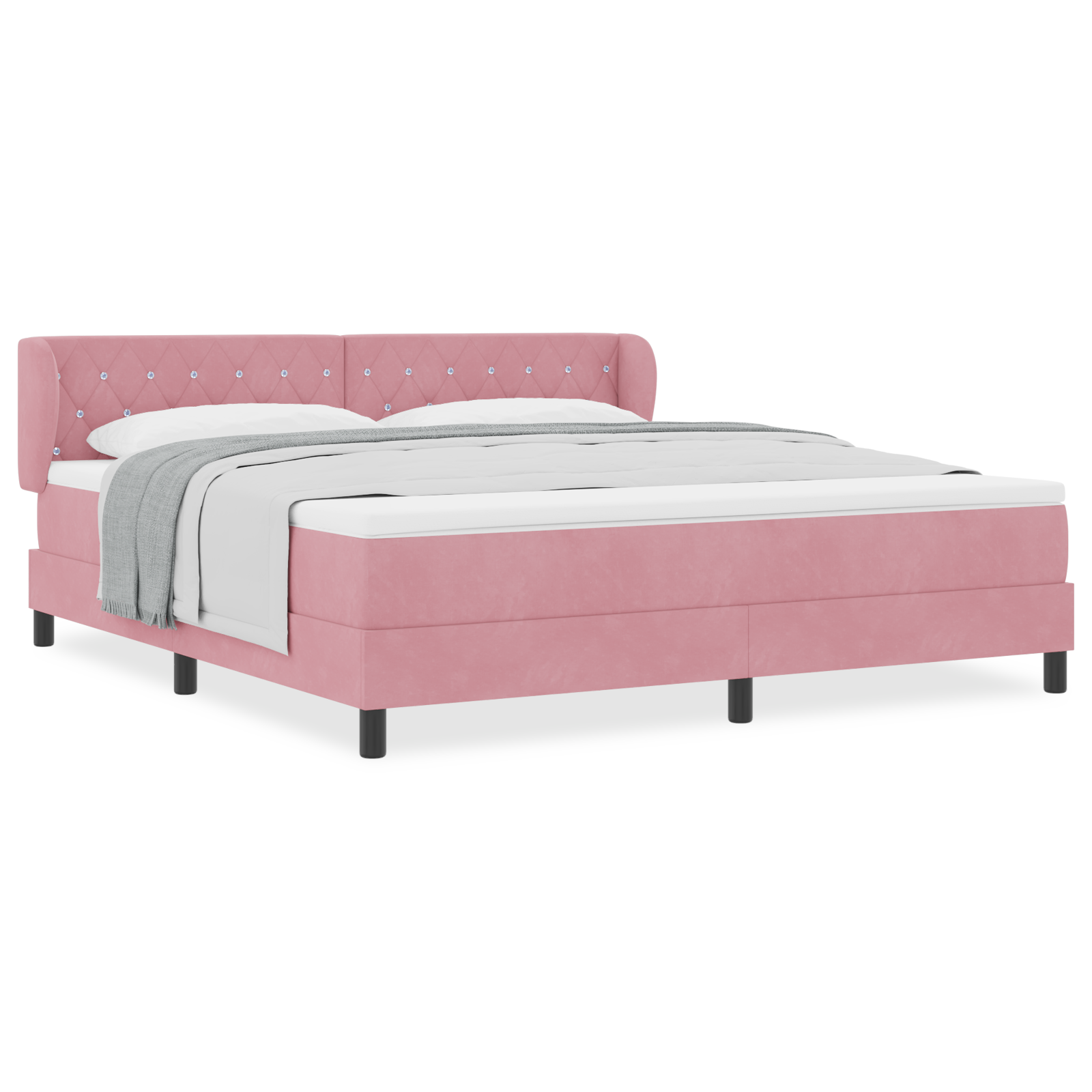 vidaXL Pat cu saltea cu arcuri Gri închis 80x200 cm Catifea Roz vidaXL Pat cu saltea cu arcuri Gri închis 80x200 cm Catifea Roz