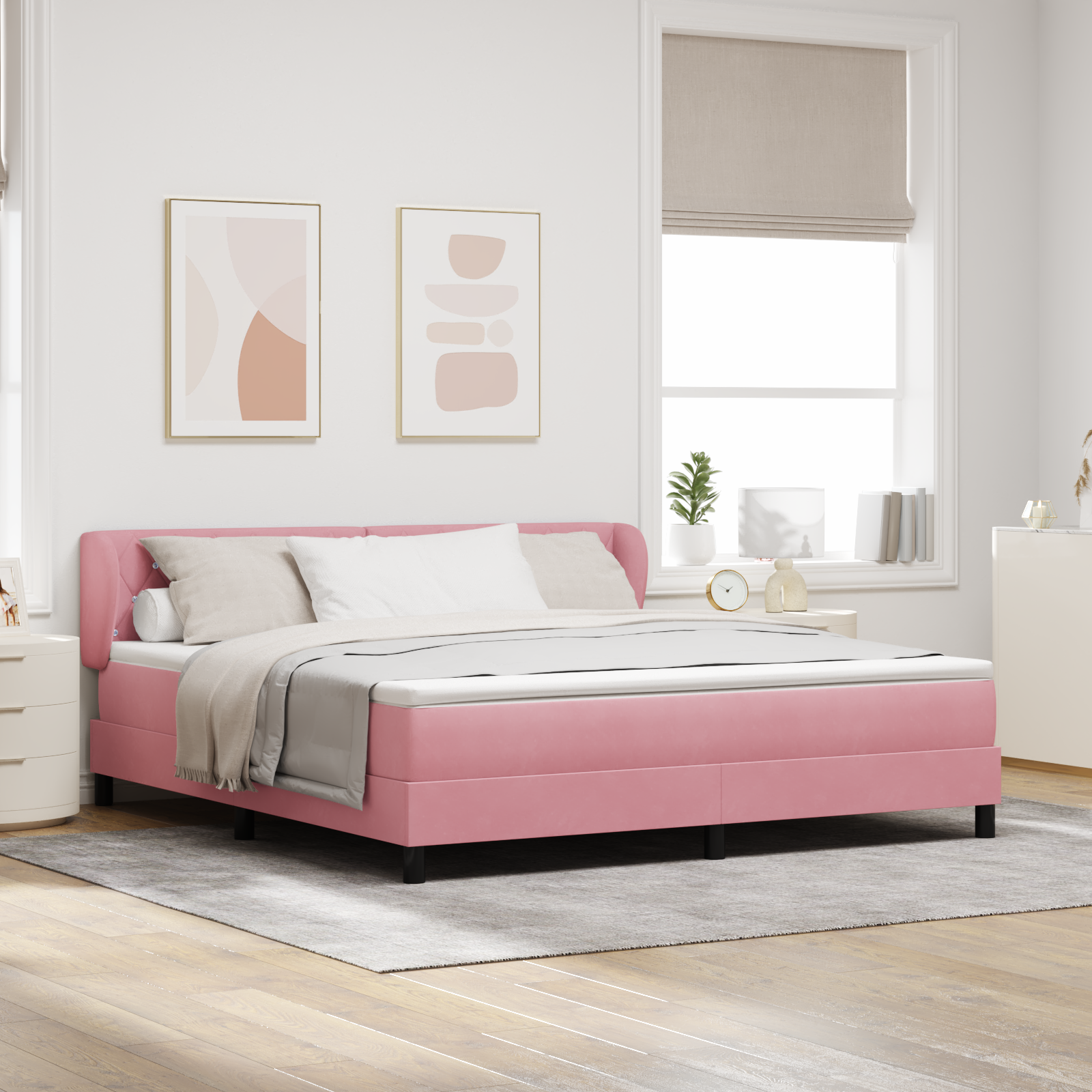 vidaXL Pat cu saltea cu arcuri Gri închis 80x200 cm Catifea Roz vidaXL Pat cu saltea cu arcuri Gri închis 80x200 cm Catifea Roz