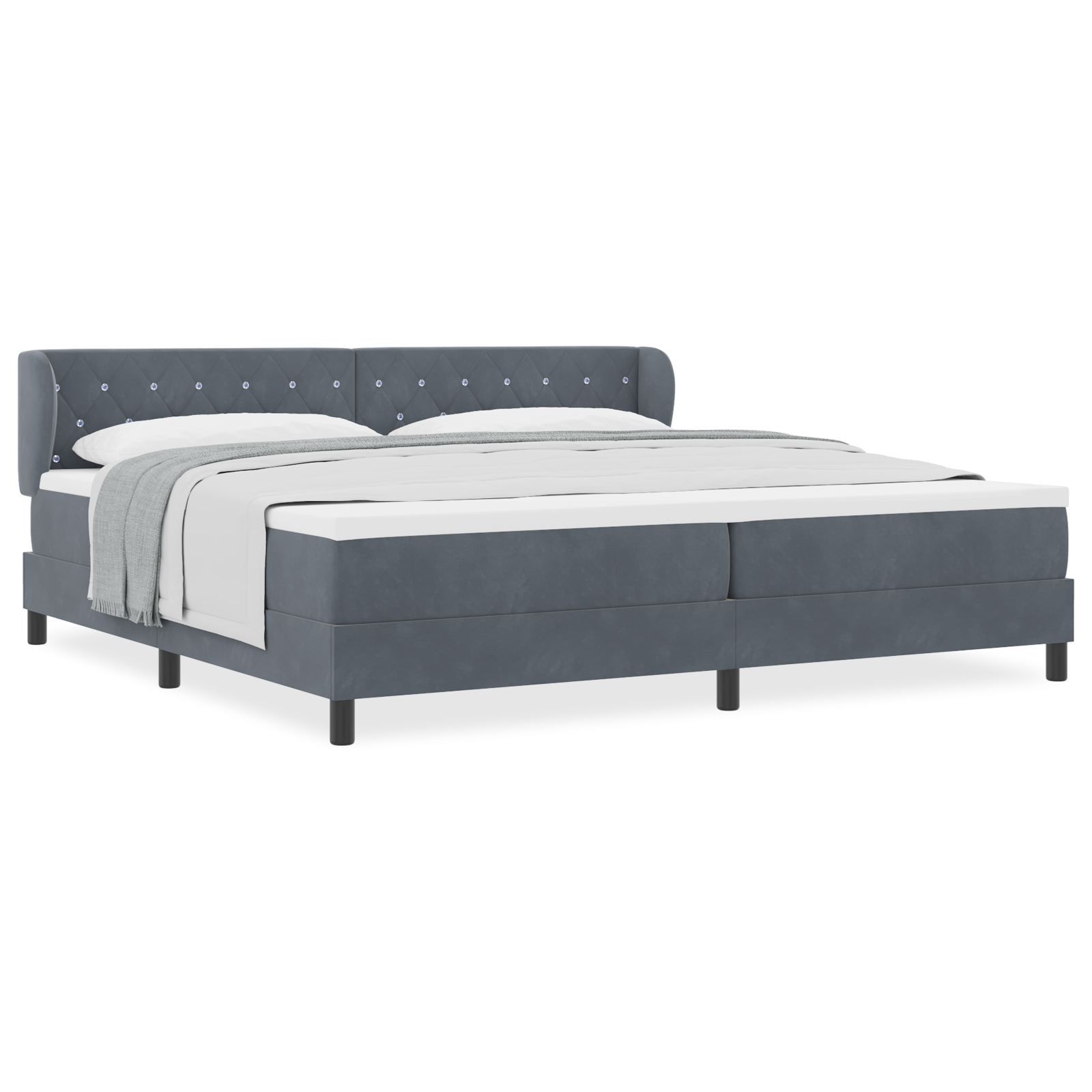 vidaXL Pat cu saltea cu arcuri Gri închis 80x200 cm Catifea Gri închis vidaXL Pat cu saltea cu arcuri Gri închis 80x200 cm Catifea Gri închis