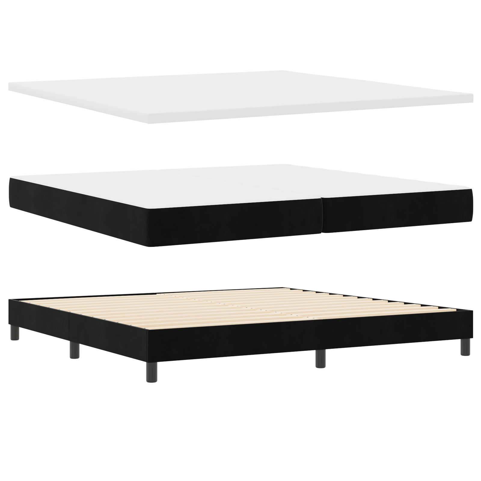 Pat cu arcuri vidaXL și saltea Negru 200x200 cm Catifea Pat cu arcuri vidaXL și saltea Negru 200x200 cm Catifea
