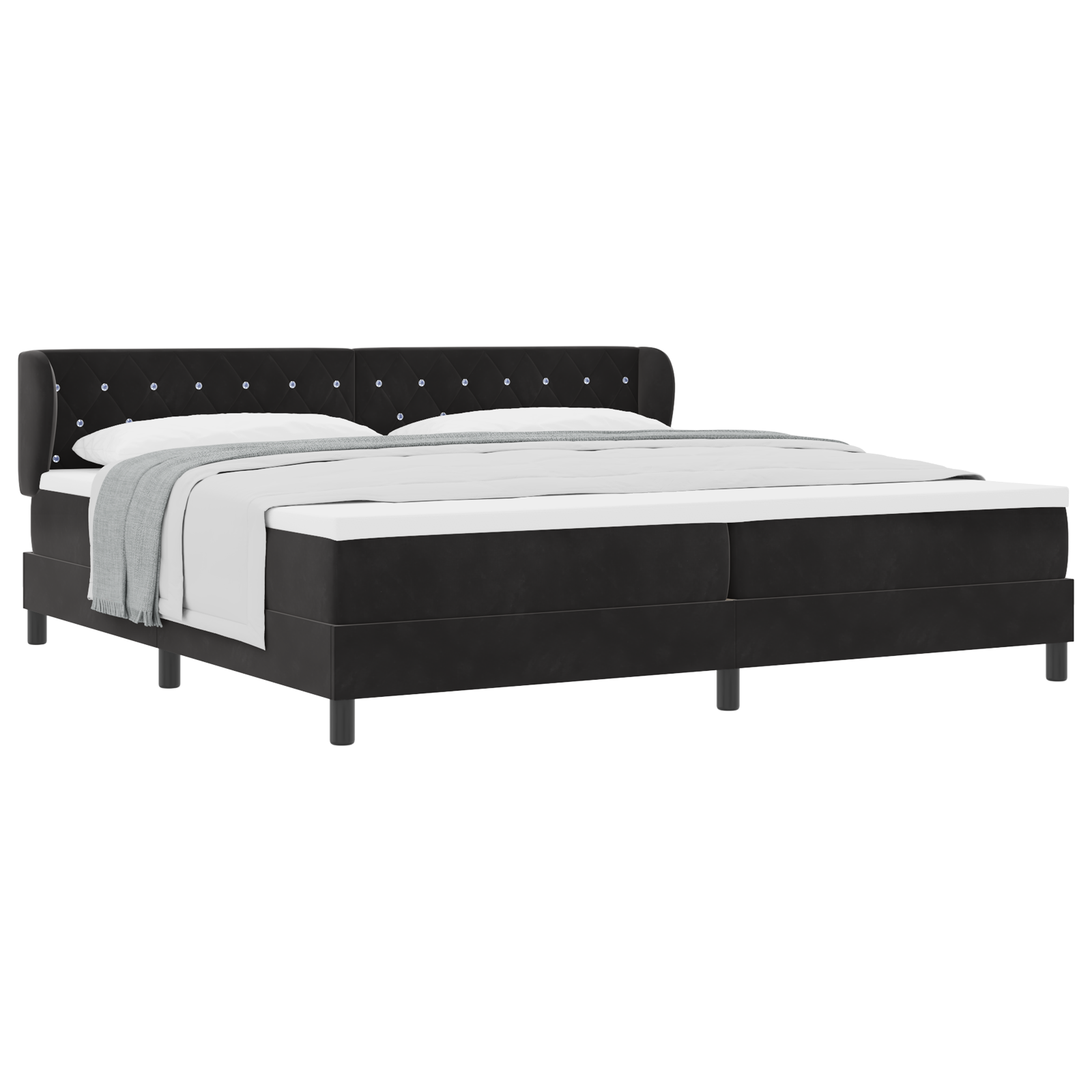 Pat cu arcuri vidaXL și saltea Negru 200x200 cm Catifea Pat cu arcuri vidaXL și saltea Negru 200x200 cm Catifea