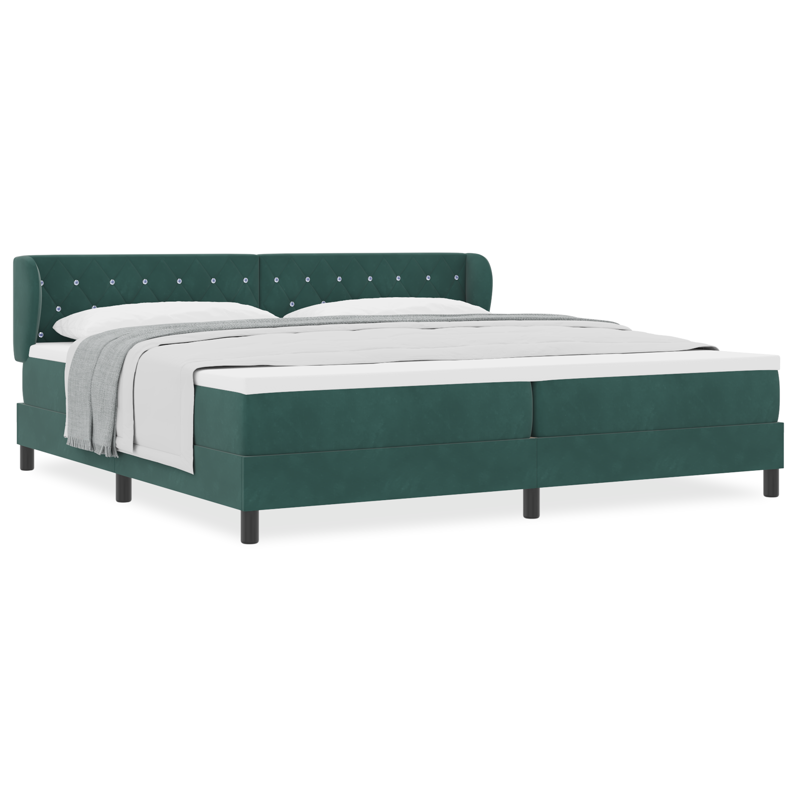 Pat cu saltea vidaXL Dark Green 200x200 cm Catifea Pat cu saltea vidaXL Dark Green 200x200 cm Catifea