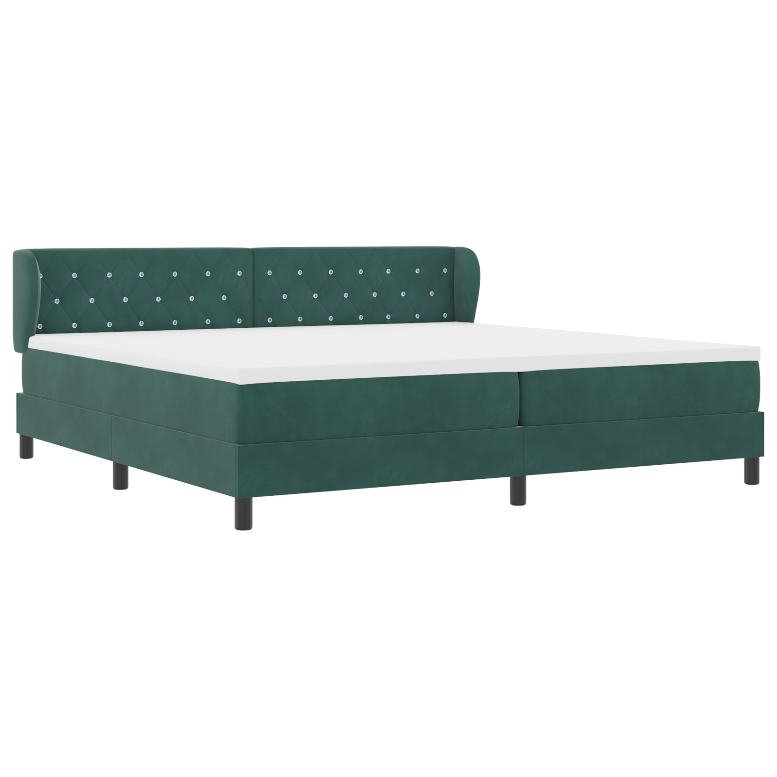 Pat cu saltea vidaXL Dark Green 200x200 cm Catifea Pat cu saltea vidaXL Dark Green 200x200 cm Catifea