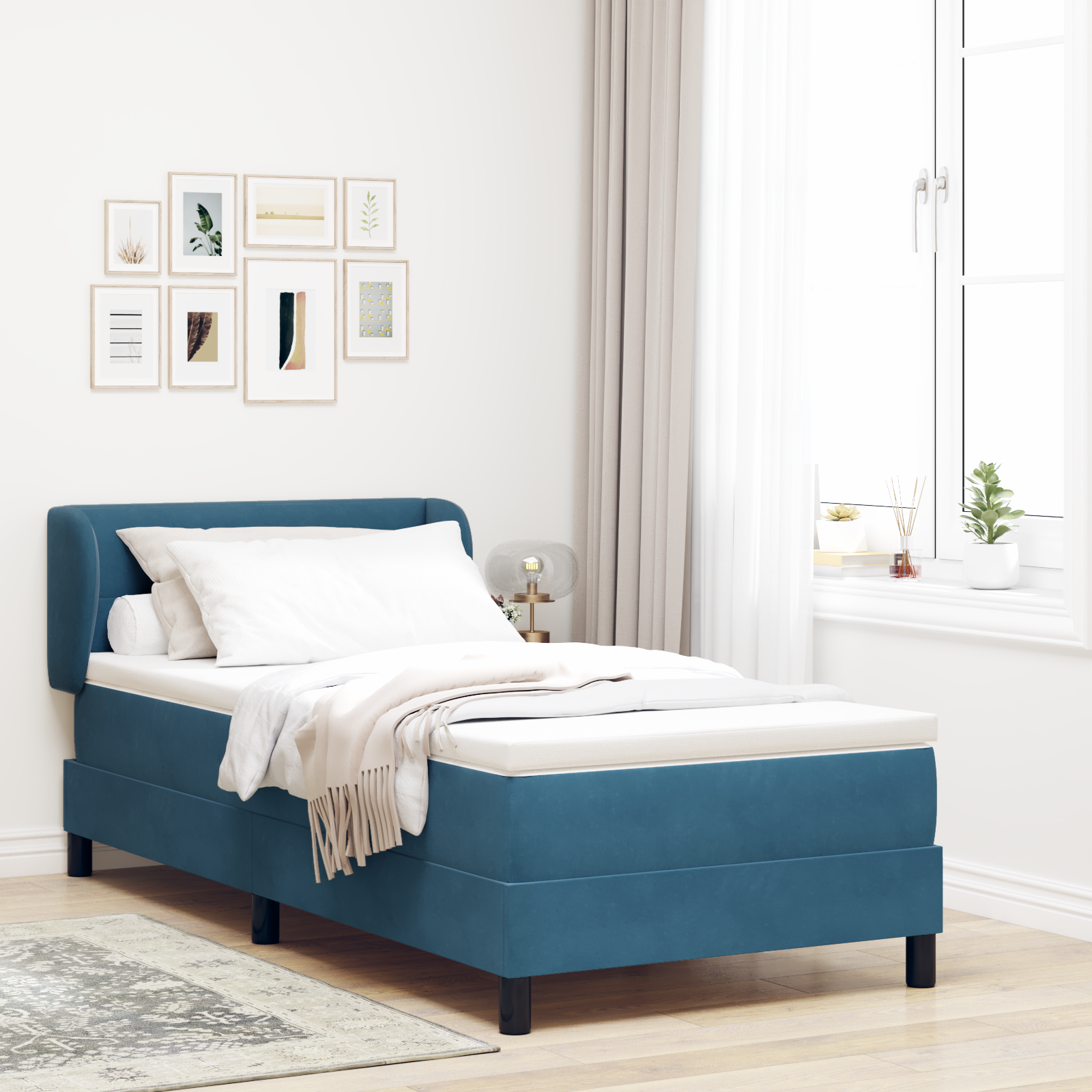 vidaXL Pat cu saltea cu arcuri Gri închis 80x200 cm Catifea cu saltea