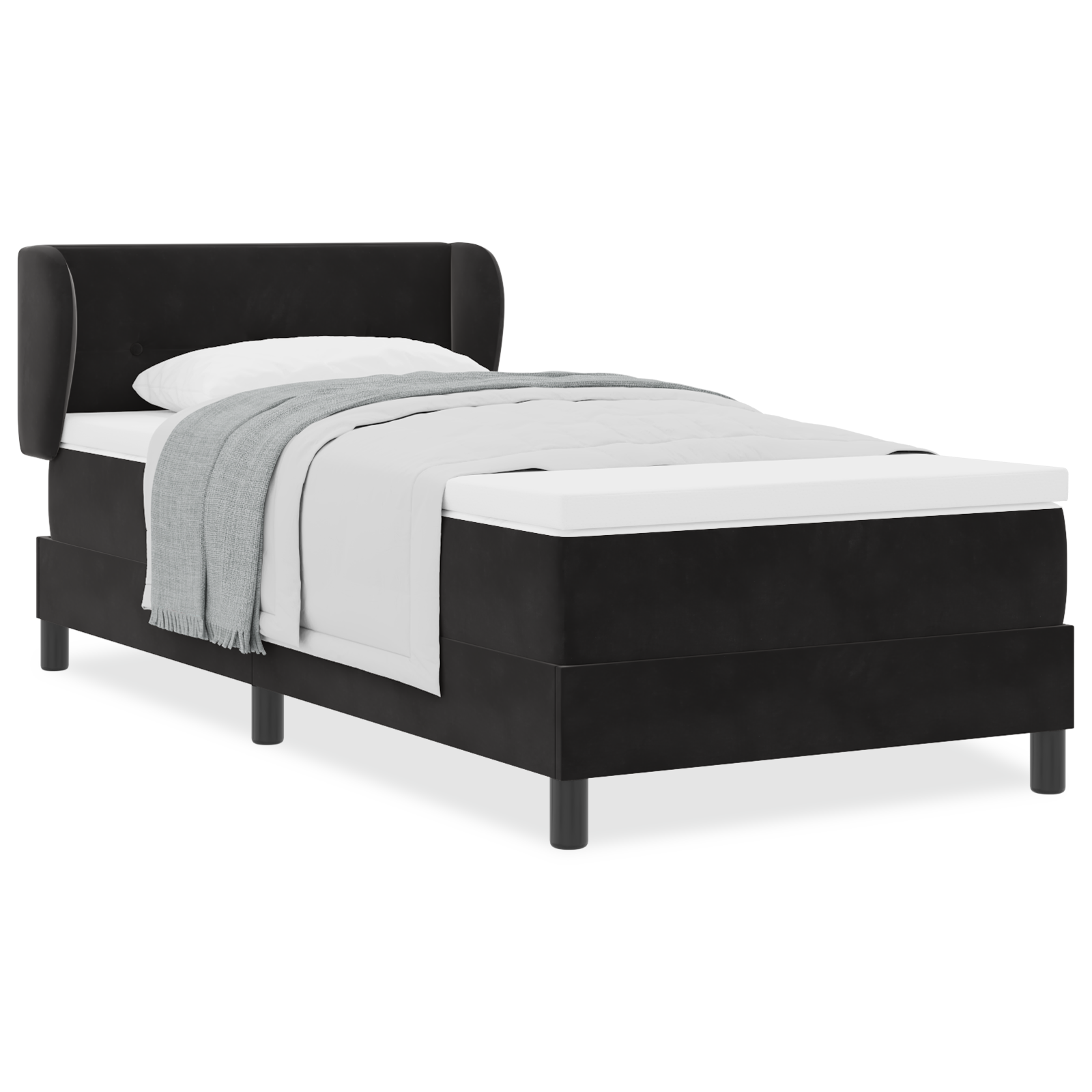 vidaXL Pat cu saltea cu arcuri Gri închis 80x200 cm Catifea Negru vidaXL Pat cu saltea cu arcuri Gri închis 80x200 cm Catifea Negru