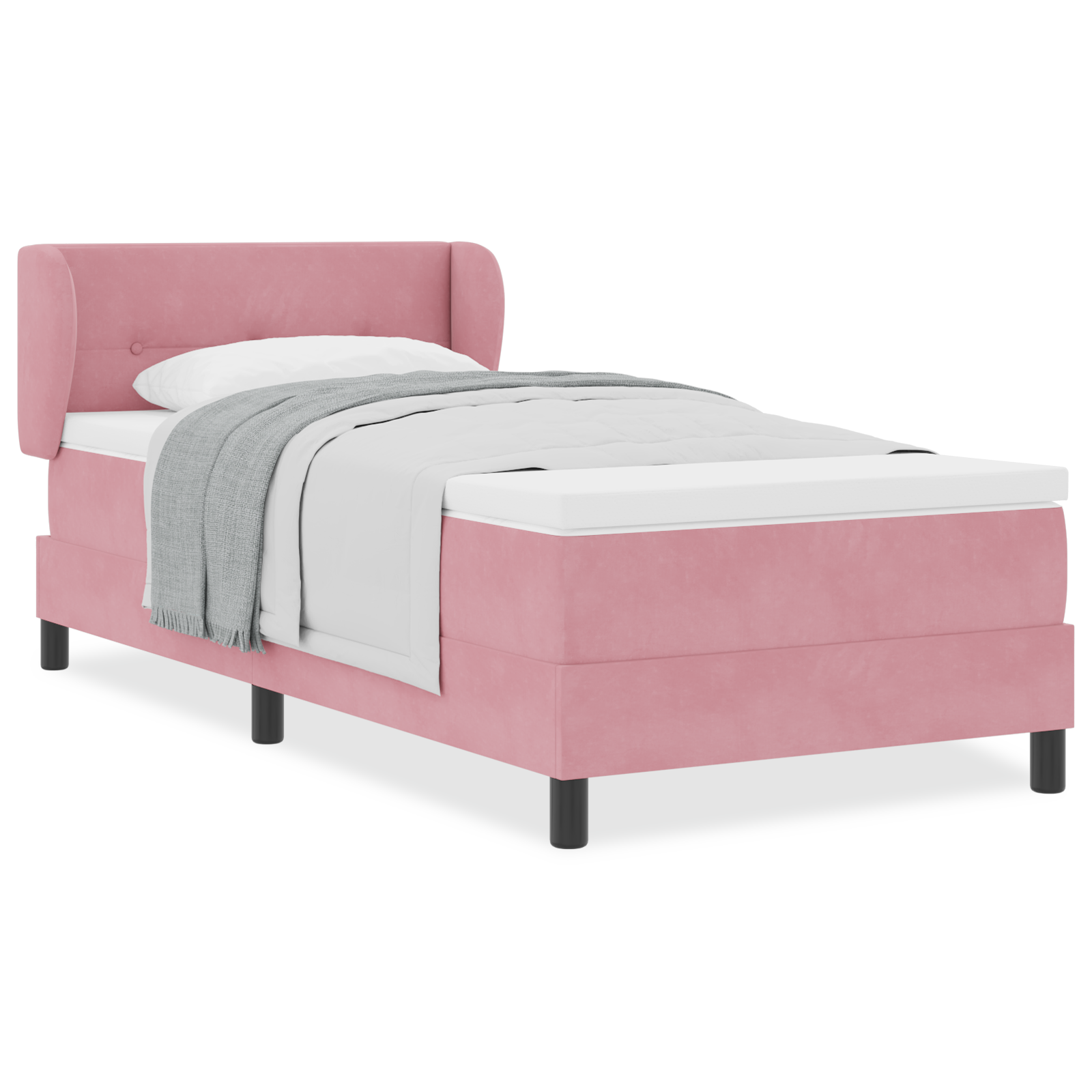 vidaXL Pat cu saltea cu arcuri Gri închis 80x200 cm Catifea Roz vidaXL Pat cu saltea cu arcuri Gri închis 80x200 cm Catifea Roz
