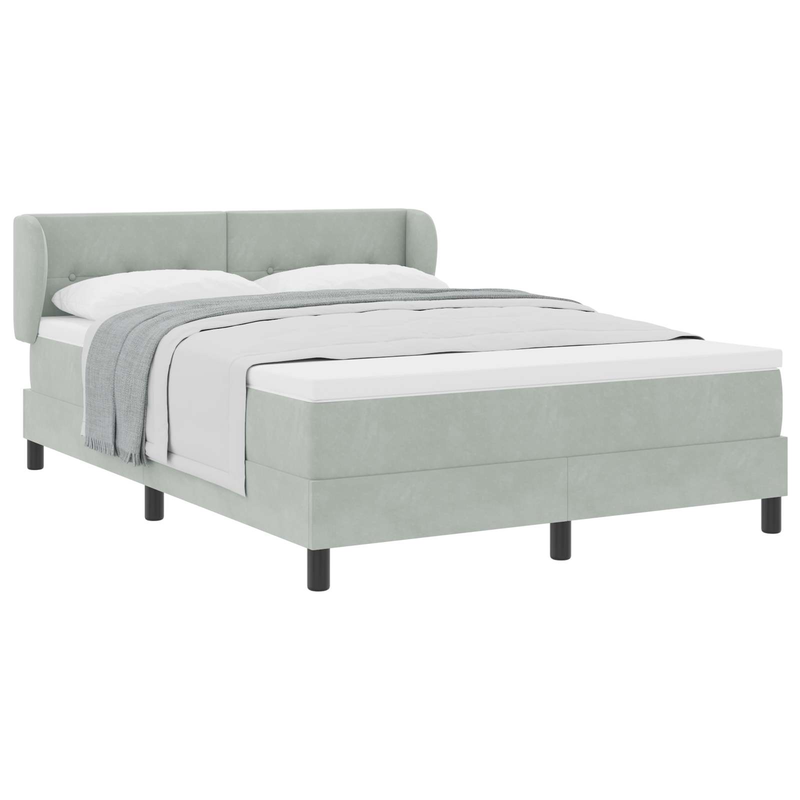 Pat cu saltea Box Spring vidaXL Gri deschis 140x190 cm Catifea