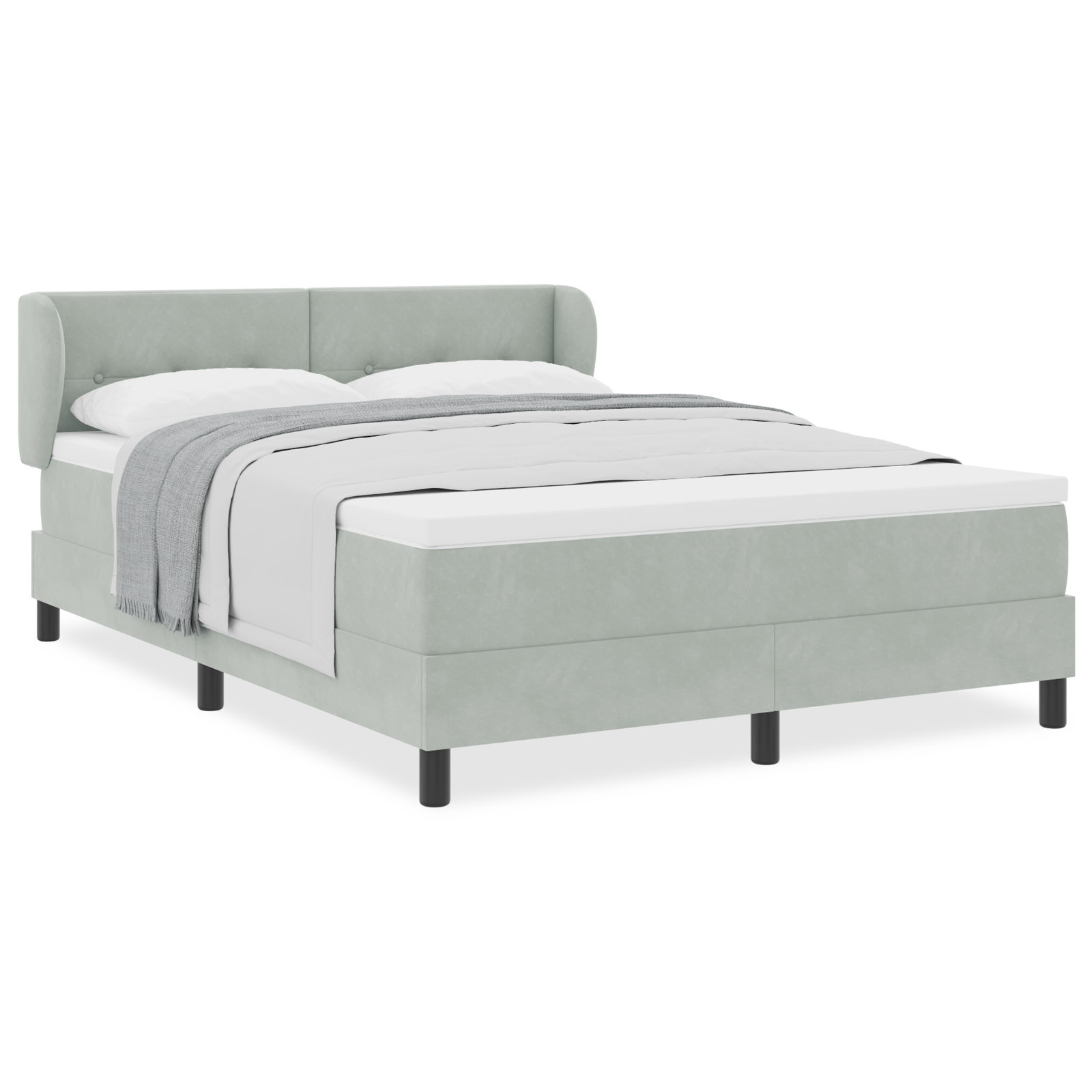 Pat cu saltea Box Spring vidaXL Gri deschis 140x190 cm Catifea
