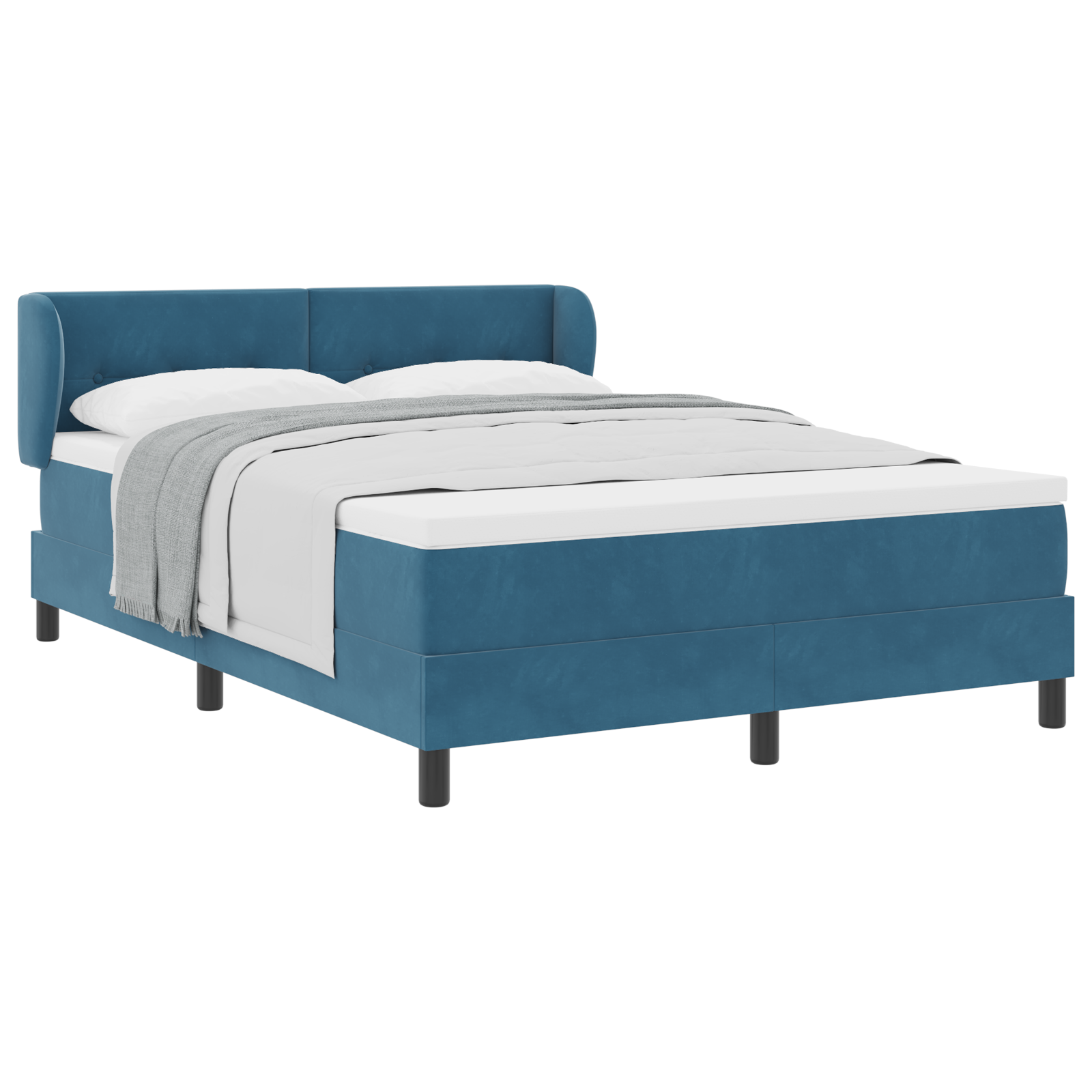 Pat Box Spring cu Saltea vidaXL Albastru Închis 140x190 cm Catifea Pat Box Spring cu Saltea vidaXL Albastru Închis 140x190 cm Catifea