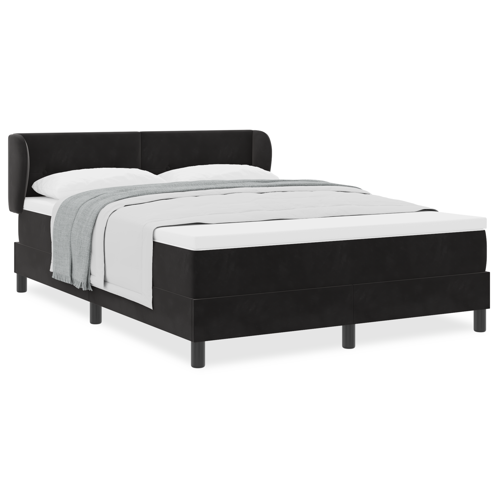 Pat cu saltea vidaXL Black 140x200 cm Catifea Pat cu saltea vidaXL Black 140x200 cm Catifea
