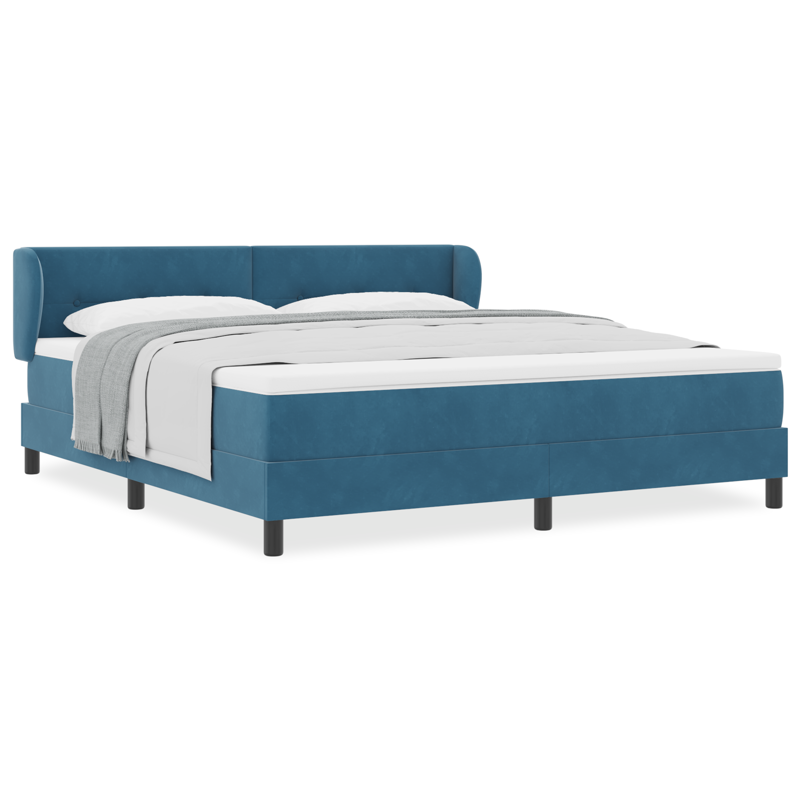 Pat cu saltea vidaXL Tip Box Spring Albastru Închis 180x200 cm Catifea Pat cu saltea vidaXL Tip Box Spring Albastru Închis 180x200 cm Catifea
