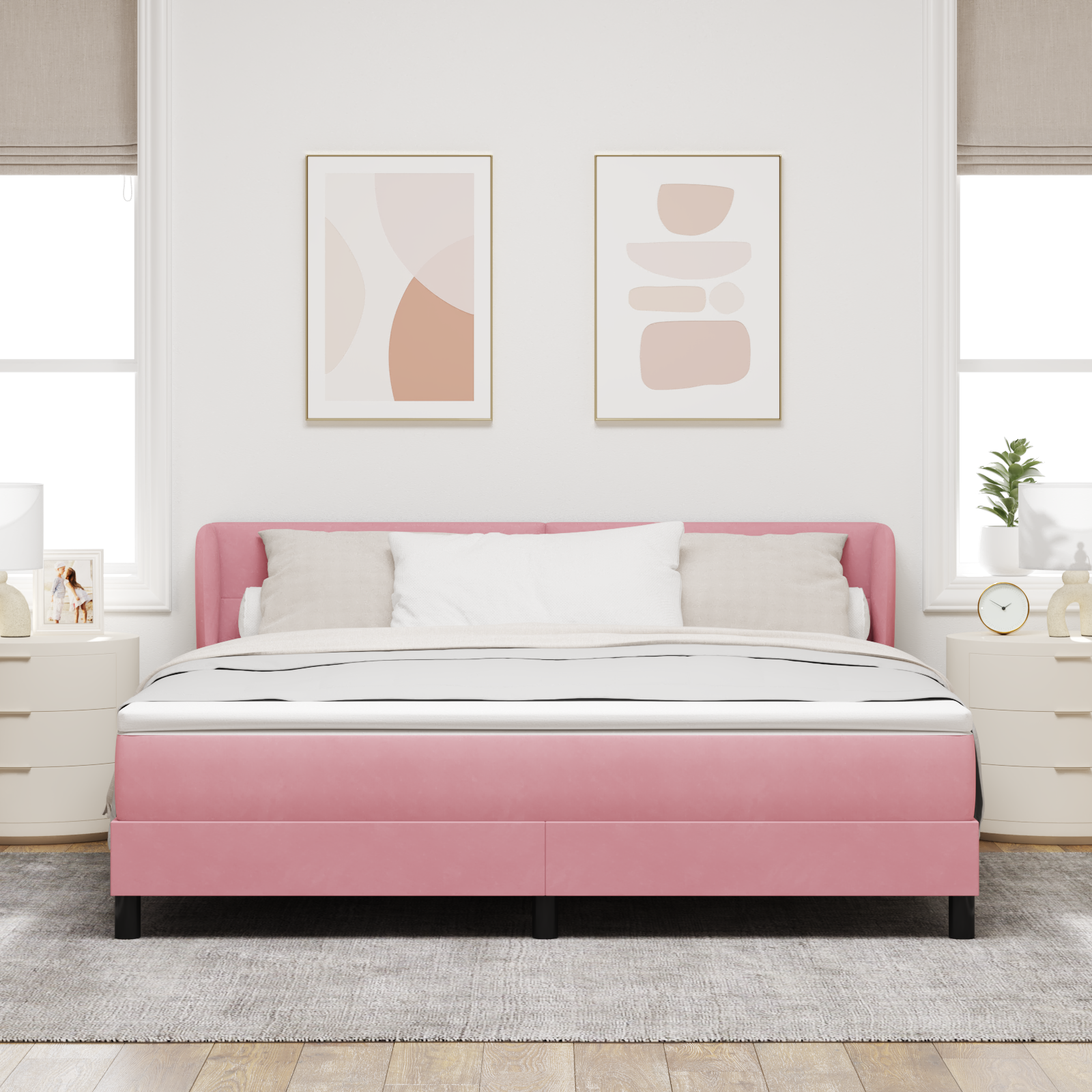 vidaXL Pat cu saltea cu arcuri Gri închis 80x200 cm Catifea Roz vidaXL Pat cu saltea cu arcuri Gri închis 80x200 cm Catifea Roz