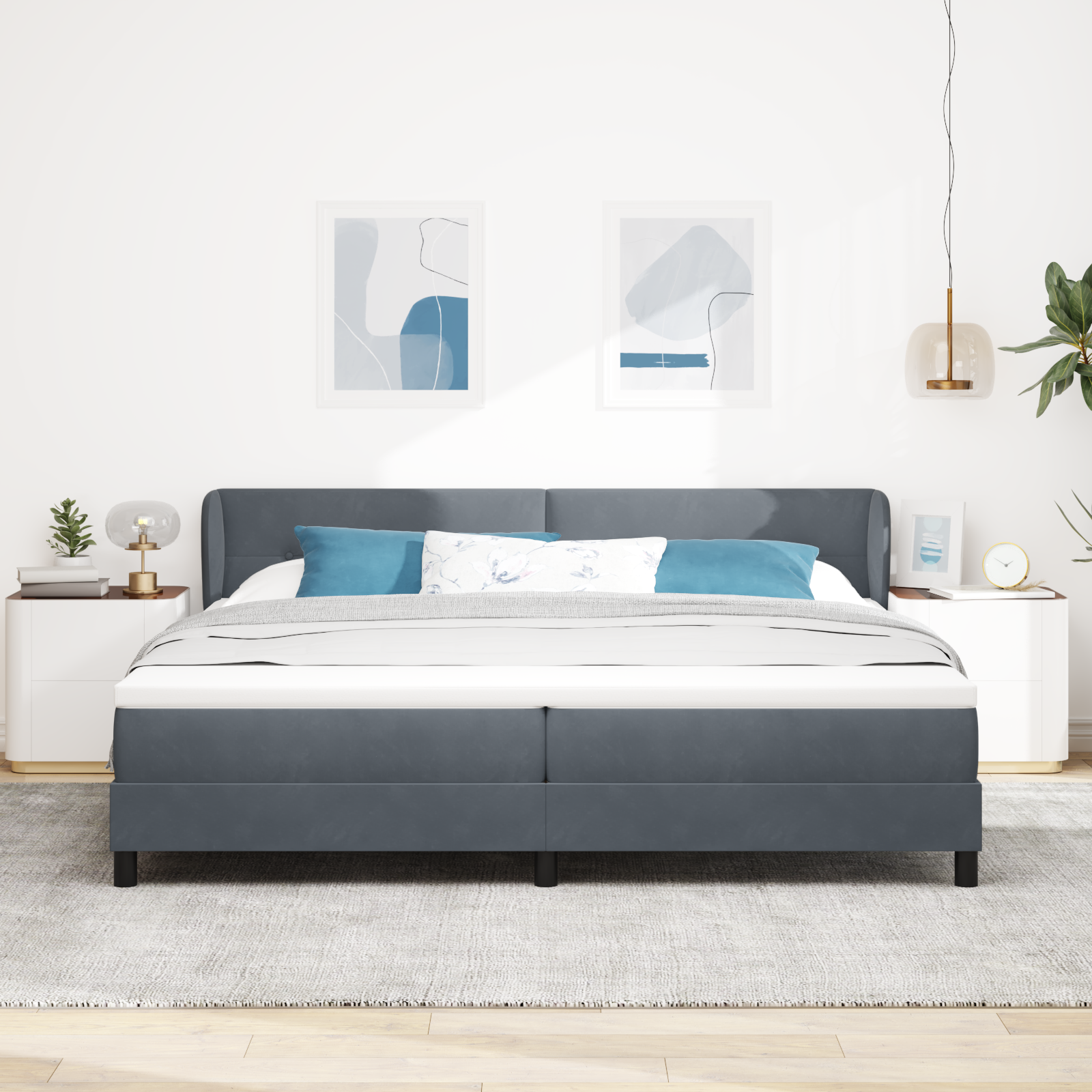 vidaXL Pat cu saltea cu arcuri Gri închis 80x200 cm Catifea Gri închis vidaXL Pat cu saltea cu arcuri Gri închis 80x200 cm Catifea Gri închis