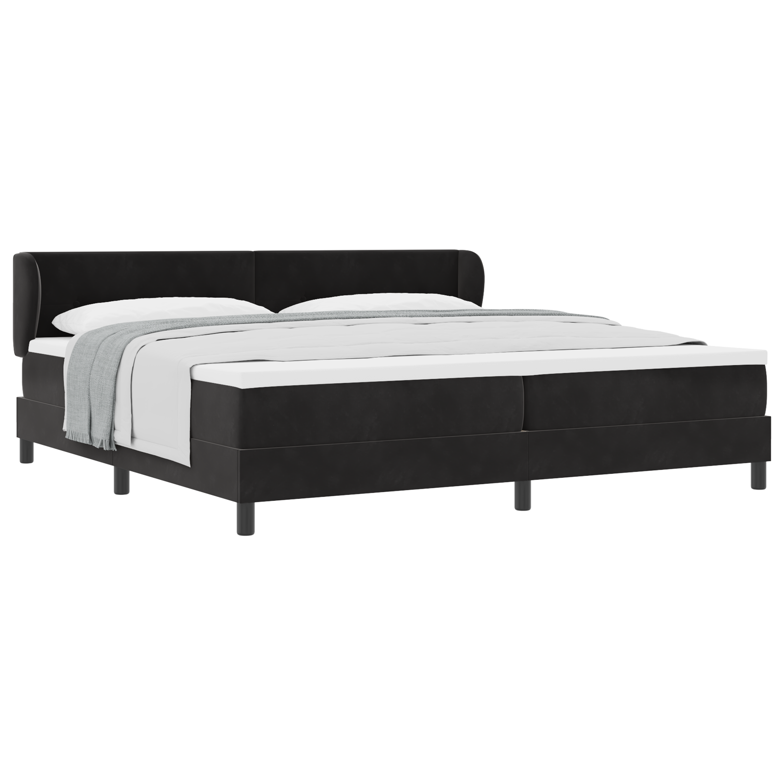 Pat box spring vidaXL cu saltea Negru 200x200 cm Catifea Pat box spring vidaXL cu saltea Negru 200x200 cm Catifea