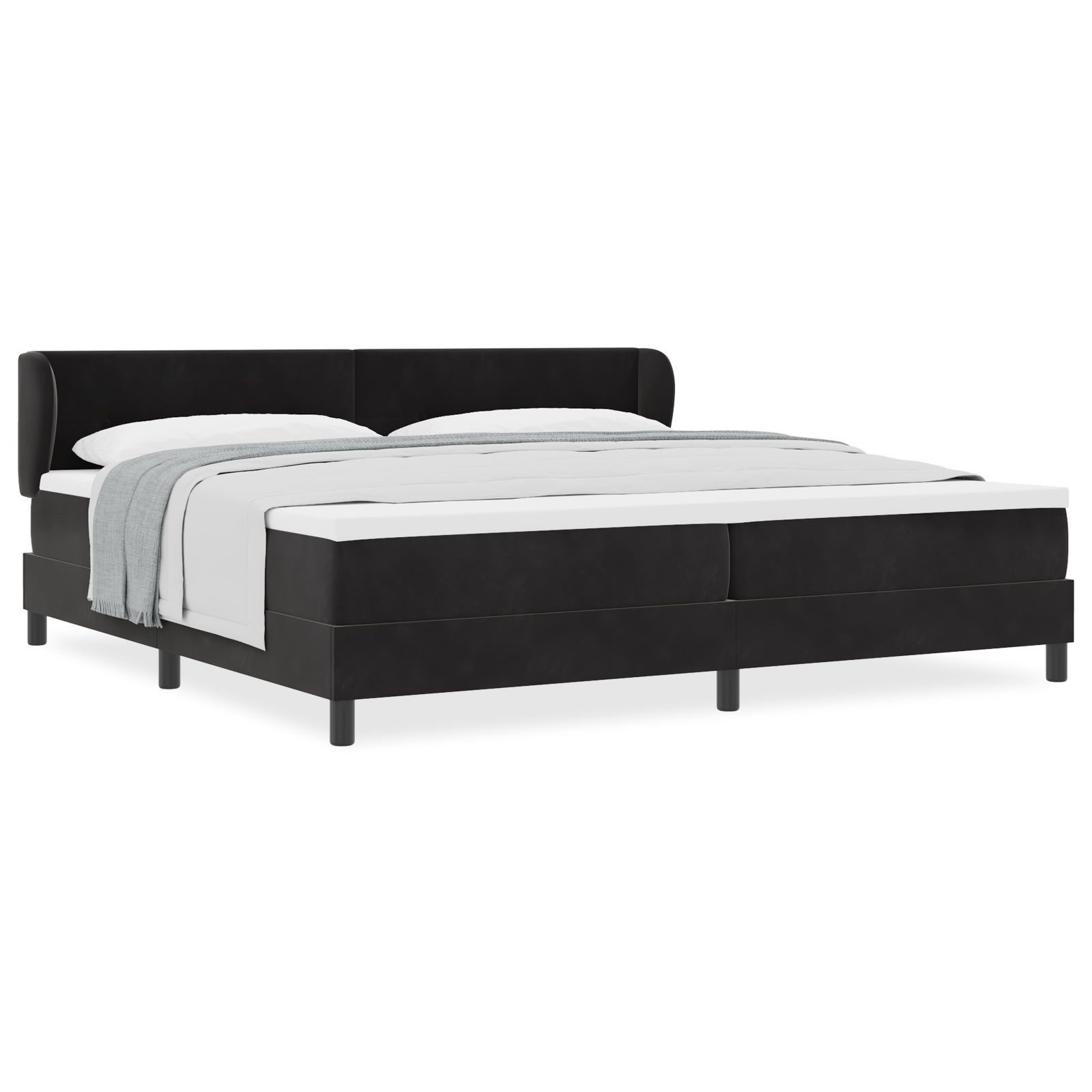 Pat box spring vidaXL cu saltea Negru 200x200 cm Catifea Pat box spring vidaXL cu saltea Negru 200x200 cm Catifea