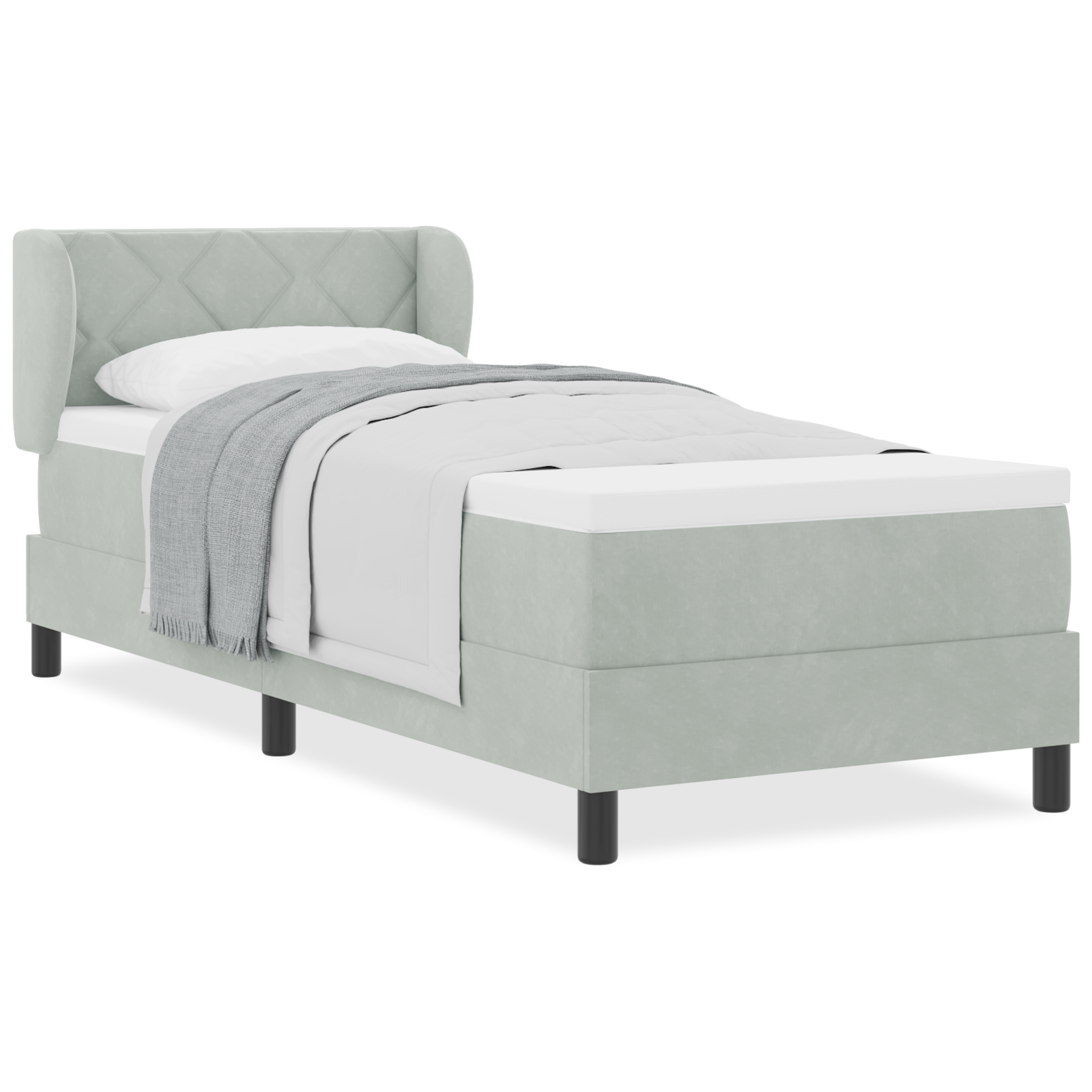 vidaXL Pat cu saltea cu arcuri Gri închis 80x200 cm Catifea cu saltea