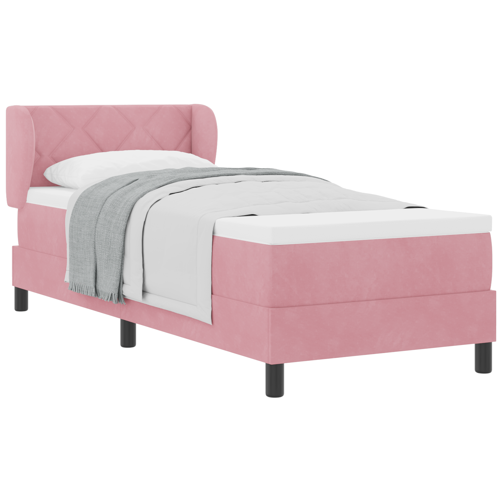 vidaXL Pat cu saltea cu arcuri Gri închis 80x200 cm Catifea Roz vidaXL Pat cu saltea cu arcuri Gri închis 80x200 cm Catifea Roz