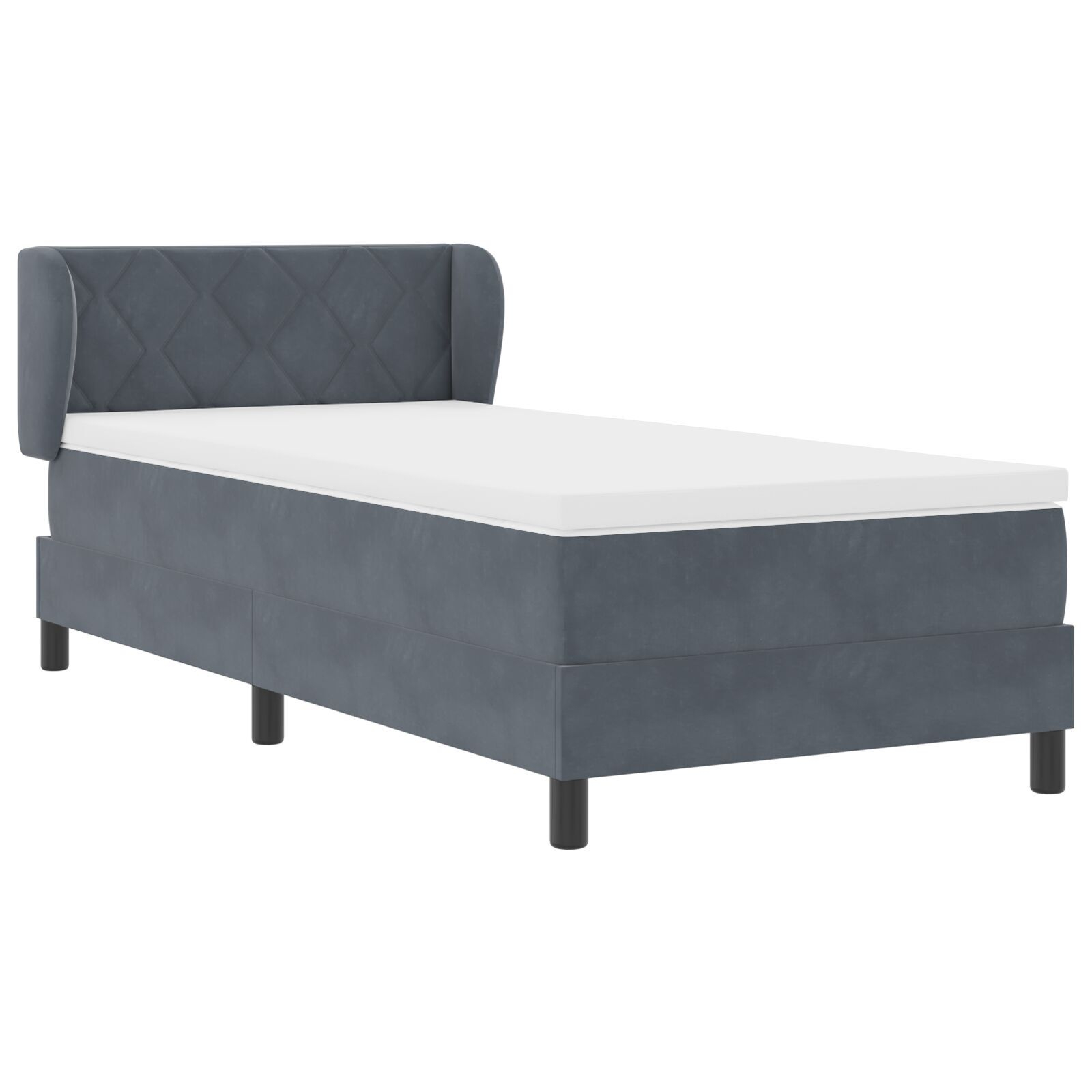 vidaXL Pat cu saltea cu arcuri Gri închis 80x200 cm Catifea Gri închis vidaXL Pat cu saltea cu arcuri Gri închis 80x200 cm Catifea Gri închis
